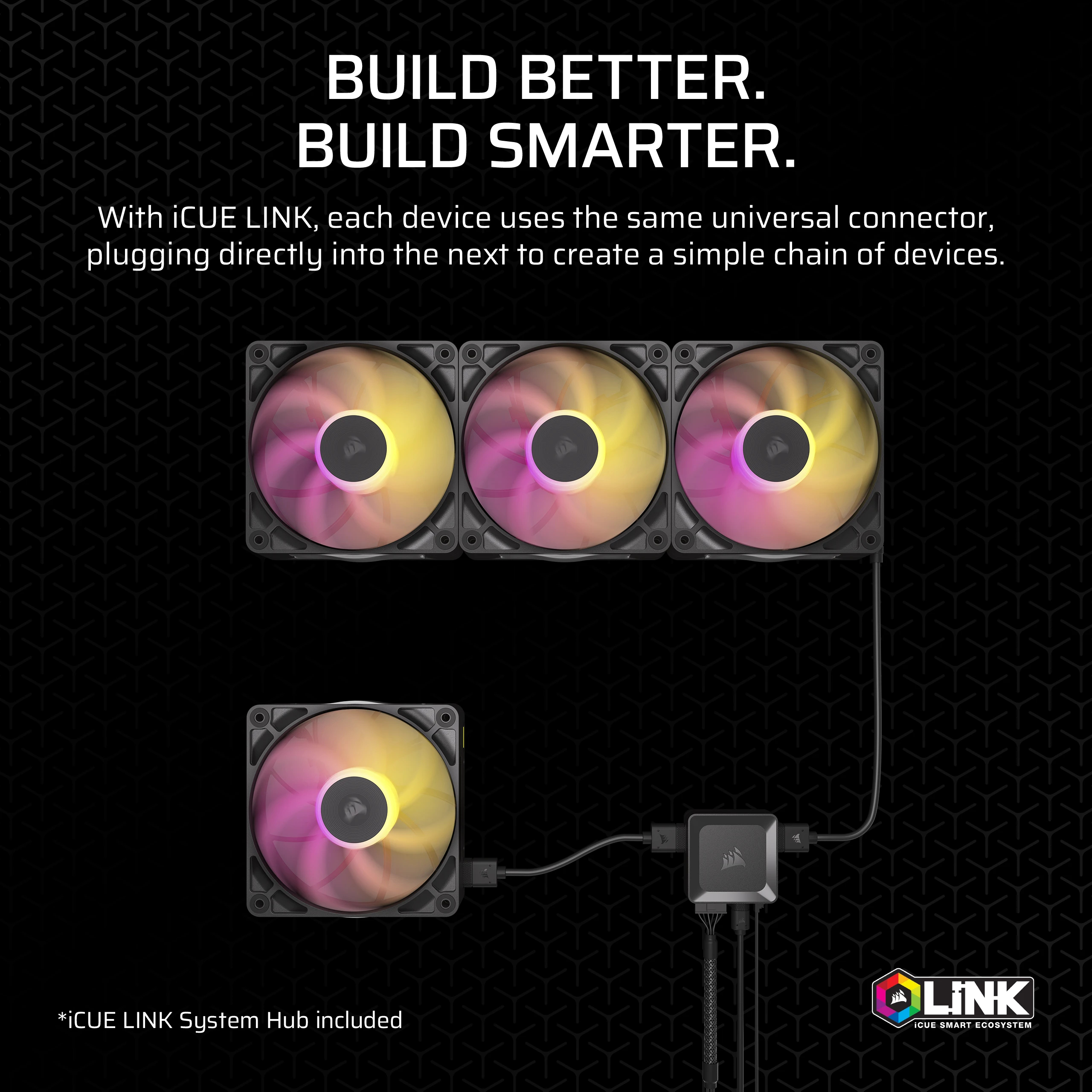 Corsair iCUE Link RX120 MAX RGB Starter Kit - Gehäuselüfter - 120 mm - Schwarz (Packung mit 3), Ansicht 4