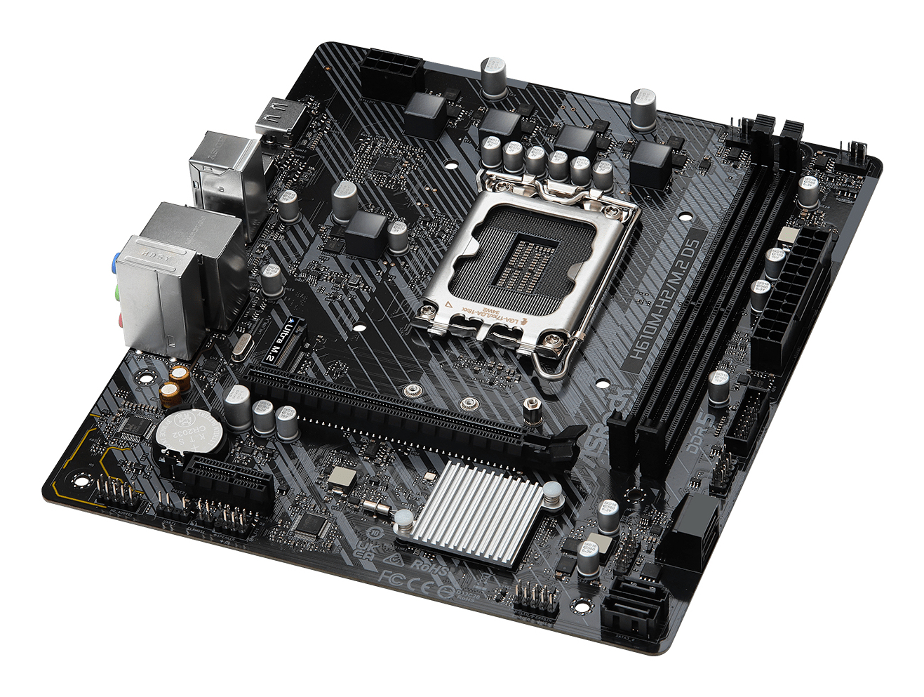 ASRock H610M-H2/M.2 D5 Intel H610 1700 Micro ATX 2 DDR5 2 HDMI GB LAN PCIe4 1x M.2, Ansicht 2