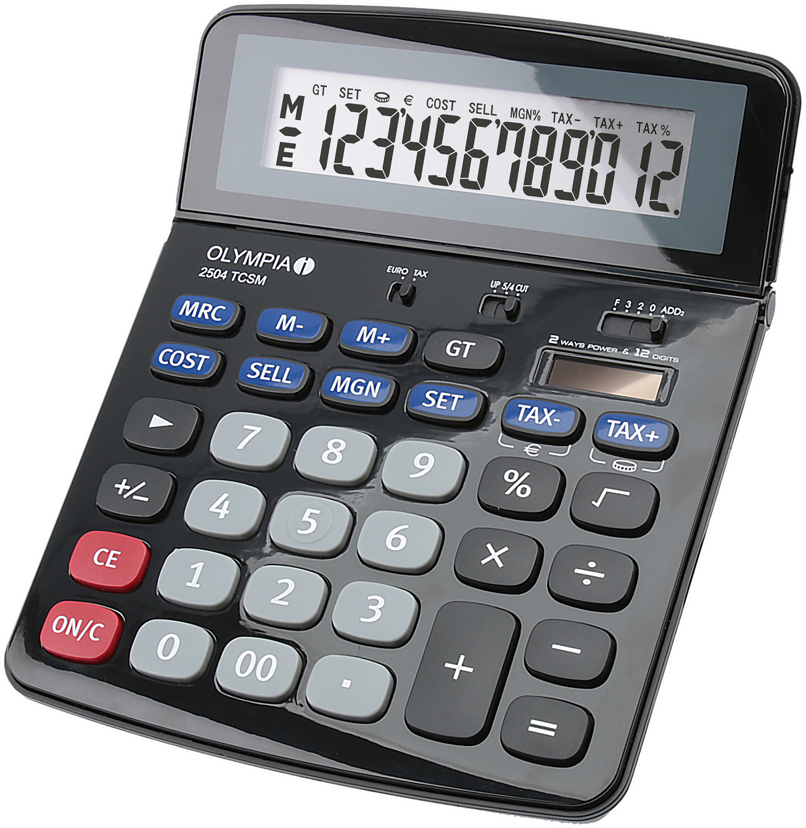 Olympia 2504 - Desktop - Finanzrechner - 12 Ziffern - Batterie/Solar - Schwarz - Blau - Grau, Ansicht 2