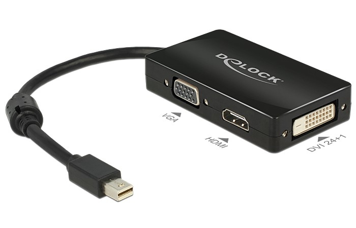 DeLOCK Delock Adapter mini Displayport 1.1 male > VGA / HDMI / DVI female Passive Video transformer