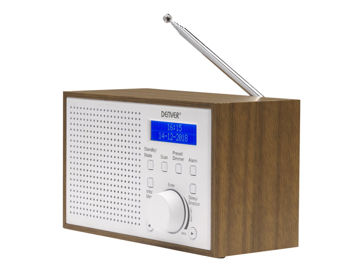 Inter Sales Denver DAB-46WHITE - Internet - Analog & Digital - DAB+,FM - 2 W - LCD - Braun - Weiß, Ansicht 5