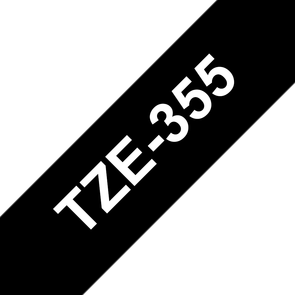 Brother TZe-355 - Standard-Klebstoff - Weiß auf Schwarz - Rolle (2,4 cm x 8 m), Ansicht 2