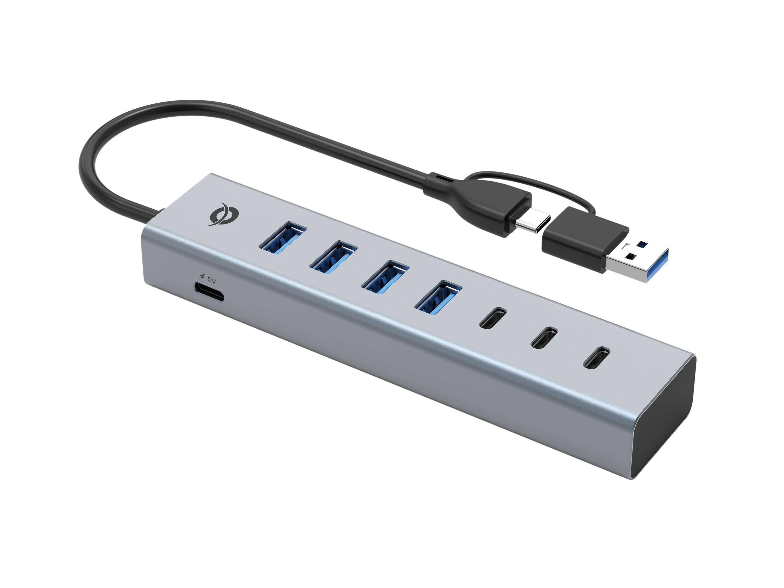 Conceptronic USB-Hub 7-Port 3.2/C->4x3.0 3xUSB-C m.Netz. gr, Ansicht 3