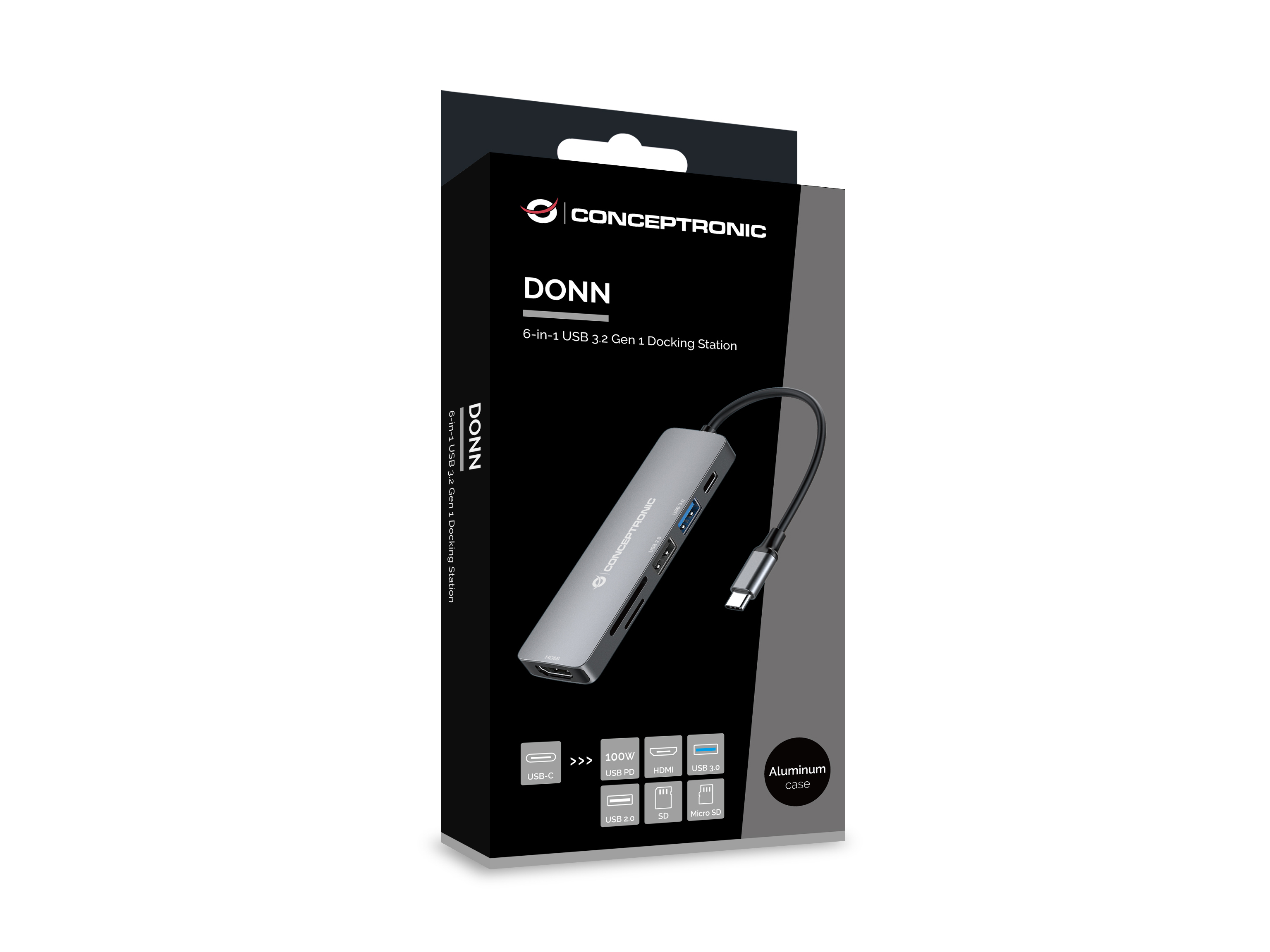 Conceptronic Dock USB-C->HDMI USB3.0/2.0 SD/TF 60WPD 0.12mgr, Ansicht 3