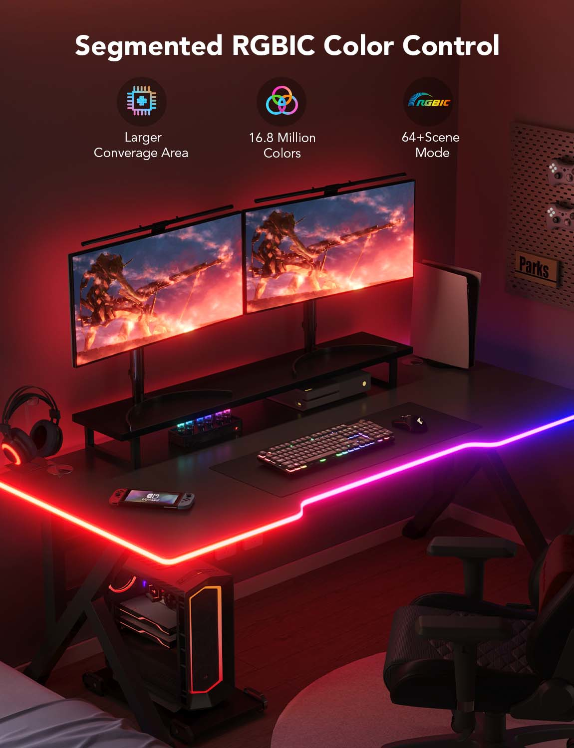 Govee H61C3 - Intelligenter Leuchtstreifen - Wi-Fi/Bluetooth - Schwarz - Weiß - LED - Silikon - Multi, Ansicht 2