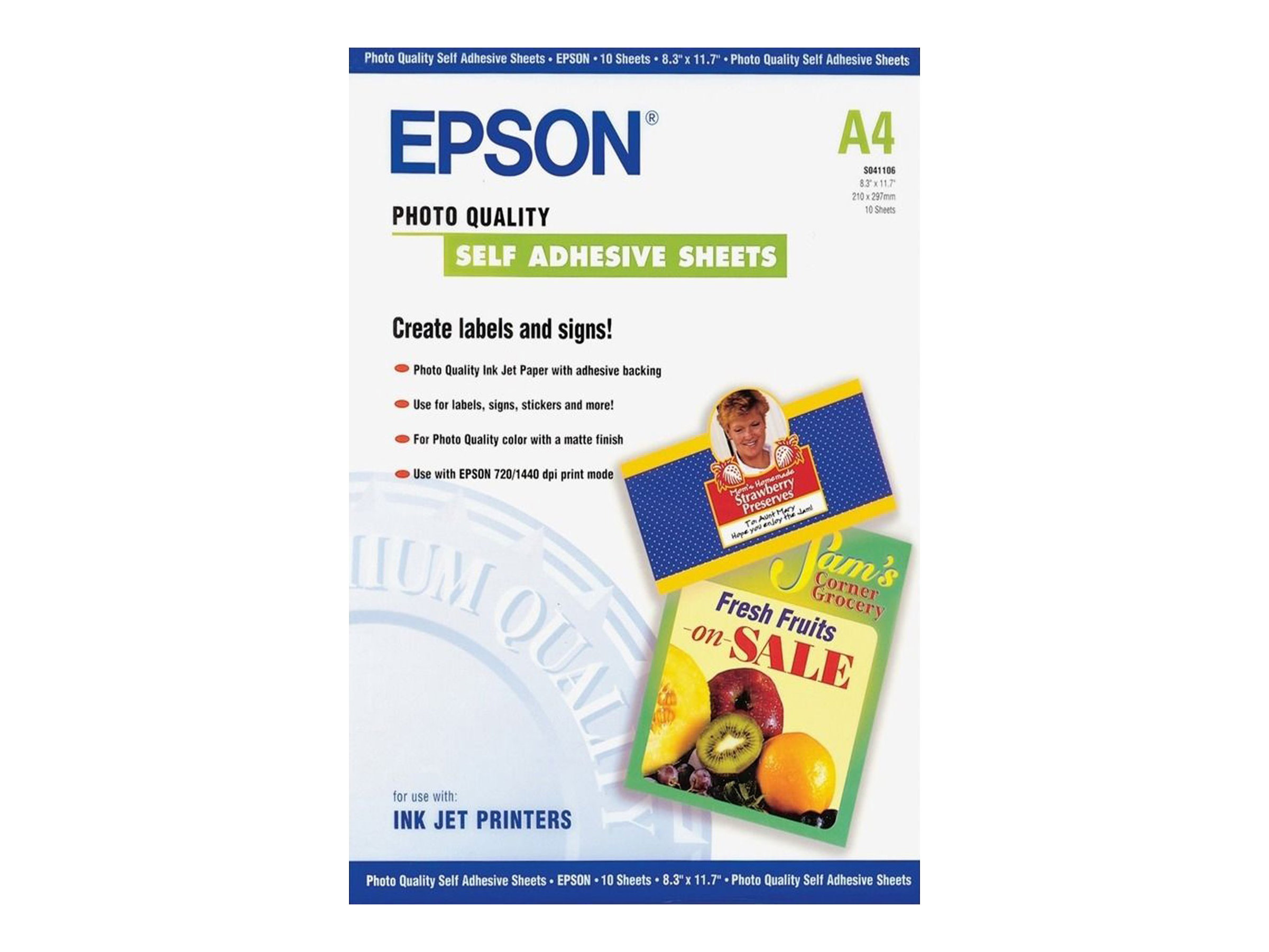 EPSON Fotopapier selbstklebend/A4/10Bl/ alle Tintenstrahldrucker