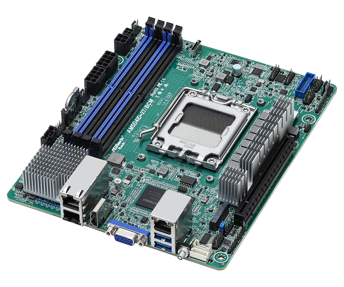 ASRock Rack AM5D4ID-2T/BCM - Motherboard - Deep Mini-IT - Socket AM5 - AMD X300 Chipsatz, Ansicht 2