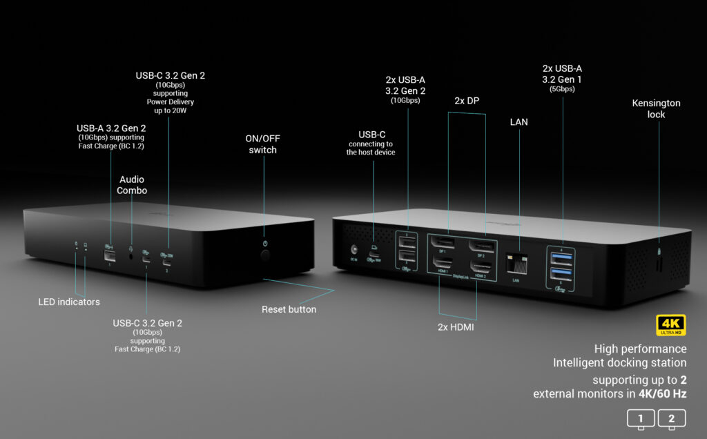 i-tec Dockingstation - USB-C / USB4 / Thunderbolt 3 / Thunderbolt 4 / Thunderbolt 5 /USB-A, Ansicht 2