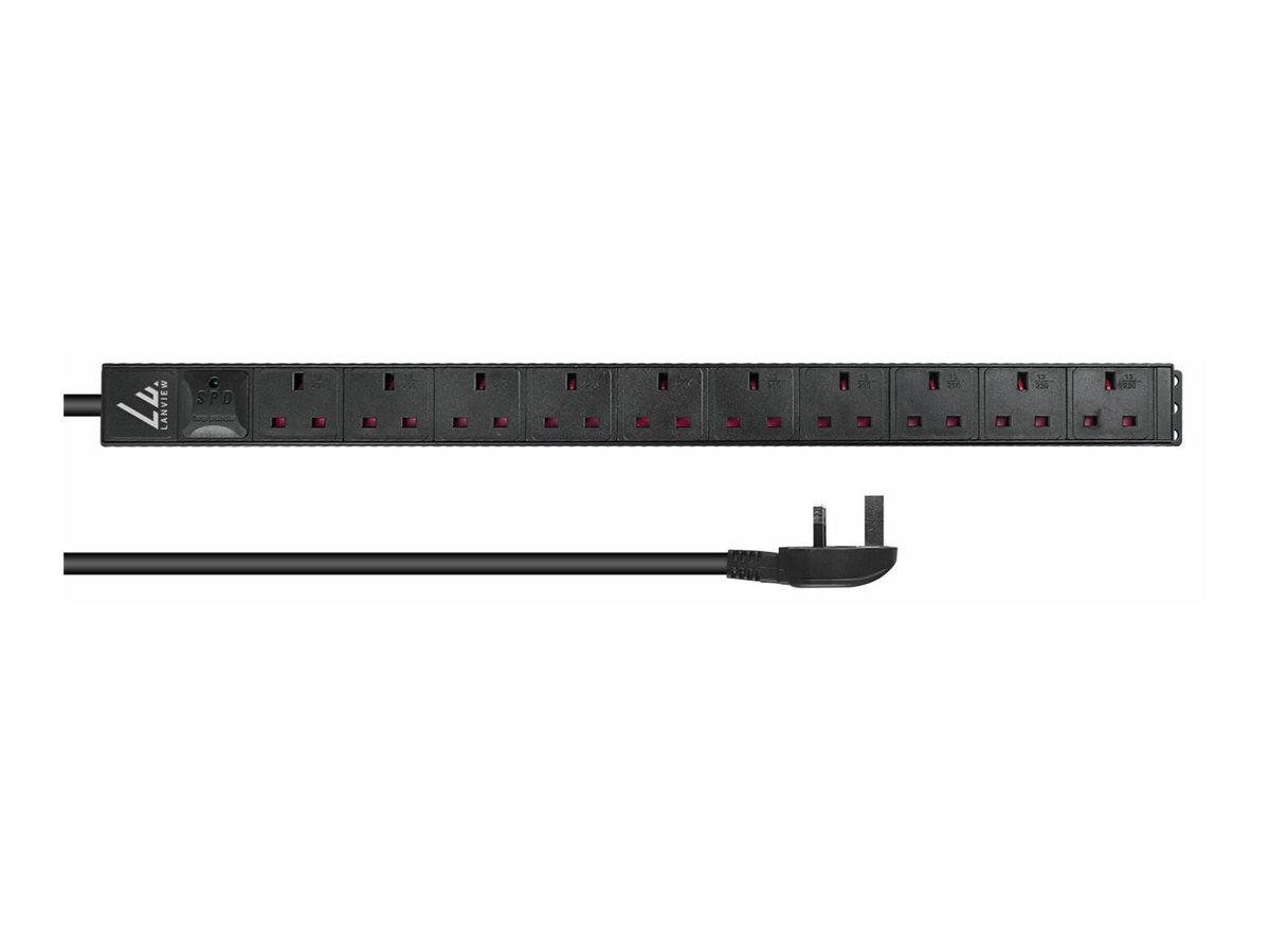 Lanview UK Rack mount power strip 1. 13A with 10x socket - Rackbefestigung, Ansicht 2