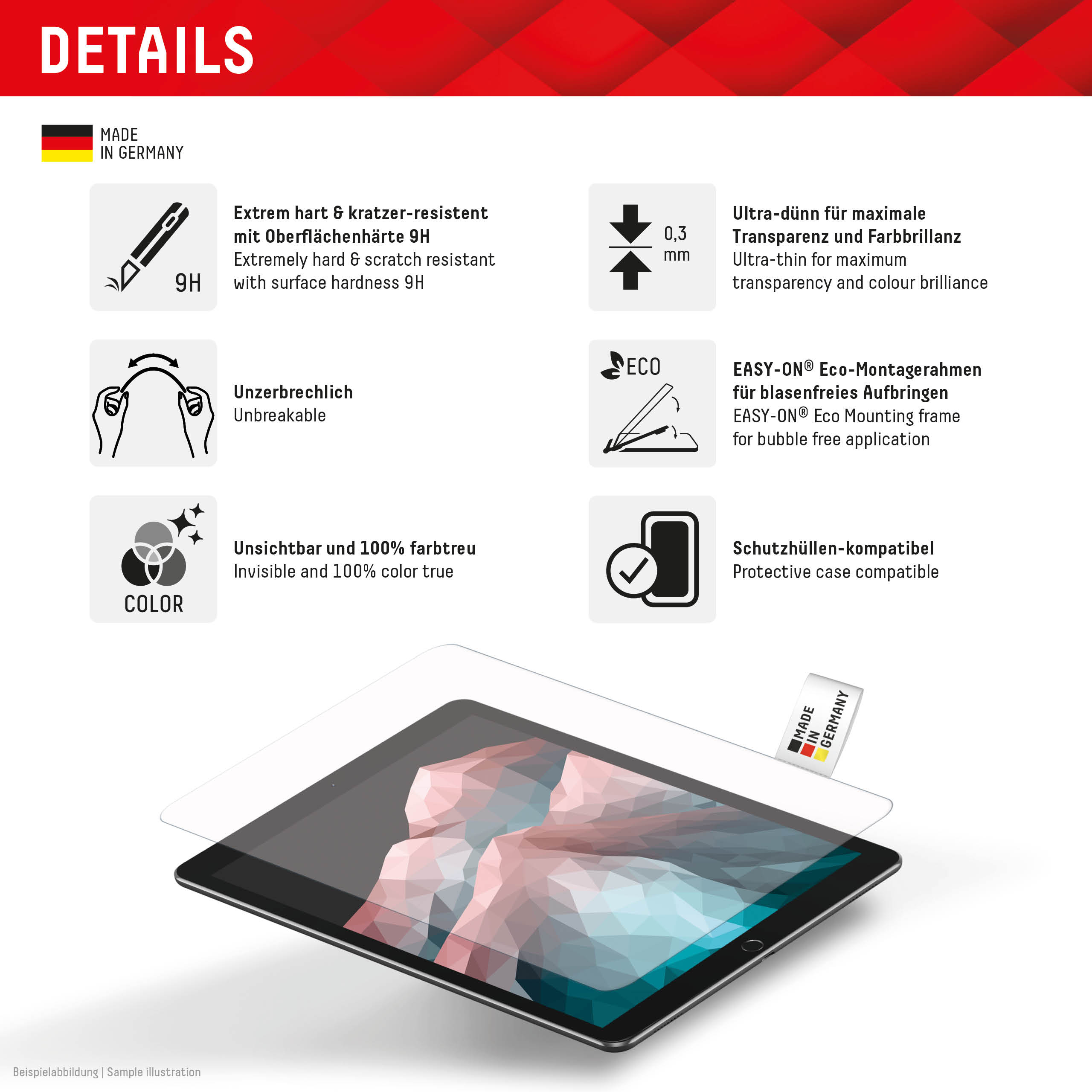 E.V.I. DISPLEX Tablet Glass Samsung Galaxy Tab A9+, Ansicht 3