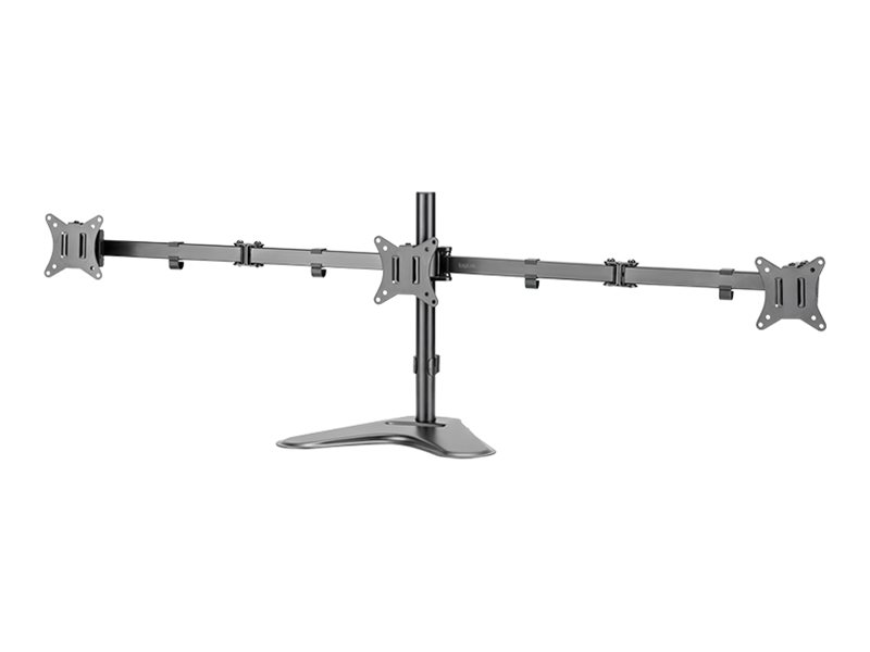 LogiLink Aufstellung - einstellbarer Doppelarm - für 3 Monitore - Armlänge: 658 mm, mit Smartphone-Halterung - Kunststoff, Stahl, Aluminium - Schwarz - Bildschirmgröße: 43.2-68.6 cm (17"-27")