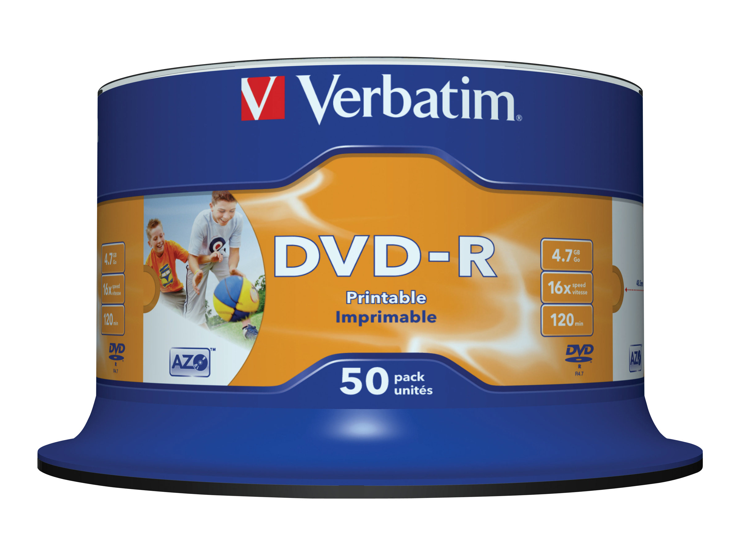 Verbatim - 50 x DVD-R - 4.7 GB 16x - breite bedruckbare Fläche für Fotos - Spindel