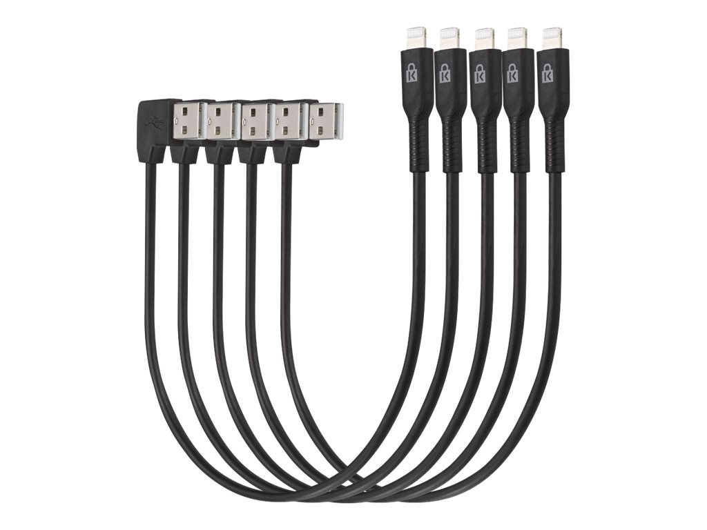 Kensington Charge & Sync Cable - Lightning-Kabel - USB männlich zu Lightning männlich - 20 cm - Schwarz (Packung mit 5)