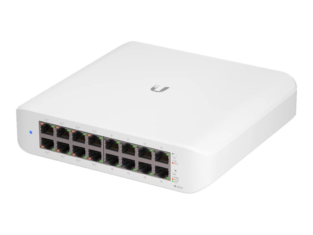 Ubiquiti UniFi Switch Lite USW-Lite-16-POE - Switch - managed - 16 x 10/100/1000 (8 PoE+) - Desktop, wandmontierbar - PoE+ (45 W)