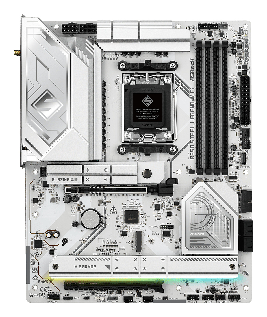 ASRock B850 STEEL LEGEND WIFI - Motherboard - ATX - Socket AM5 - AMD B850 Chipsatz - Wi-Fi 7, Bluetooth, 2.5 Gigabit LAN, Ansicht 2