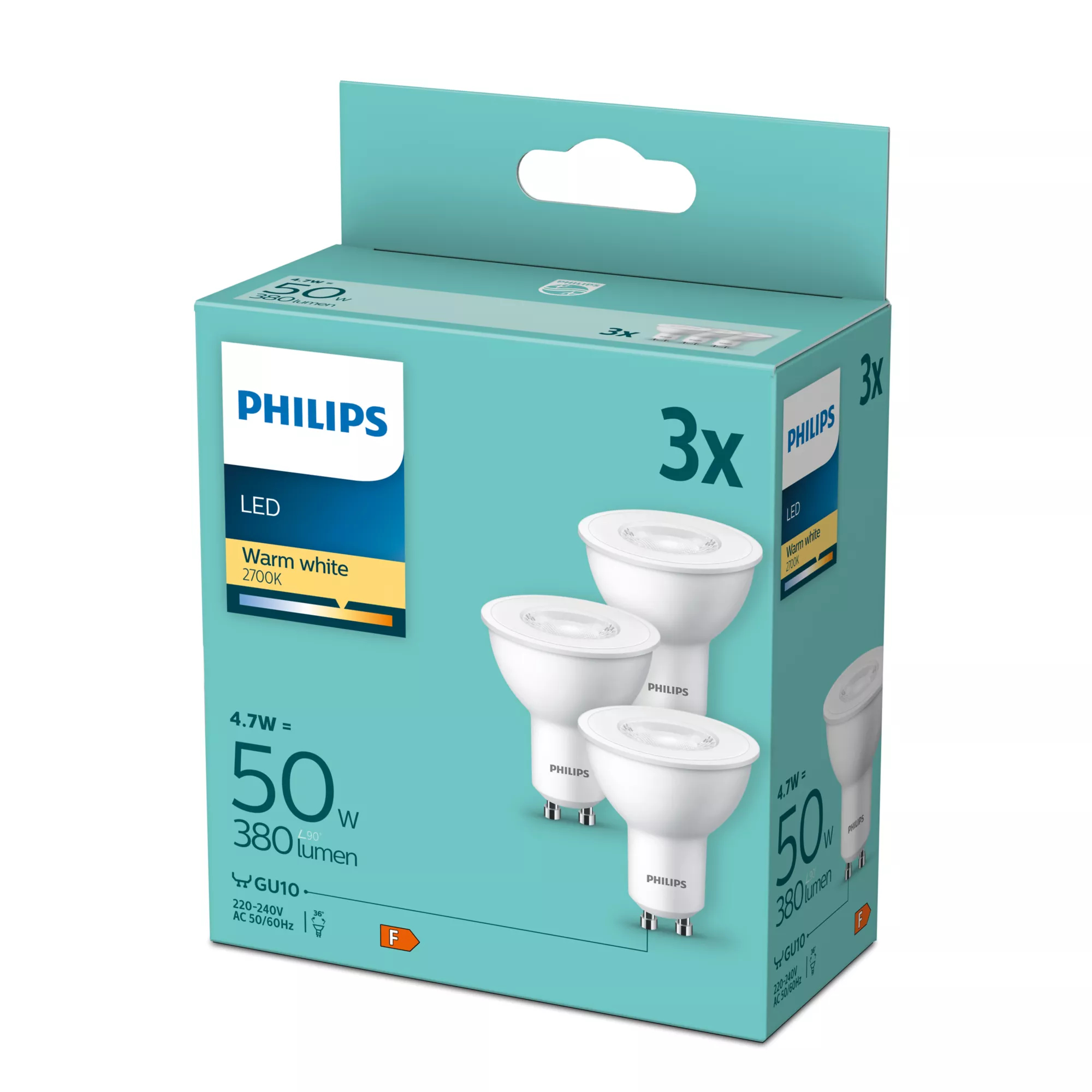 Philips LED-Spot-Glühbirne - Form: PAR16 - klar Finish - GU10 - 4.7 W (Entsprechung 50 W) - Einstellbar/Tunable, Ansicht 2