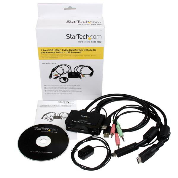 StarTech.com 2 Port USB HDMI KVM Switch mit Audio und Fernschalter, Ansicht 2