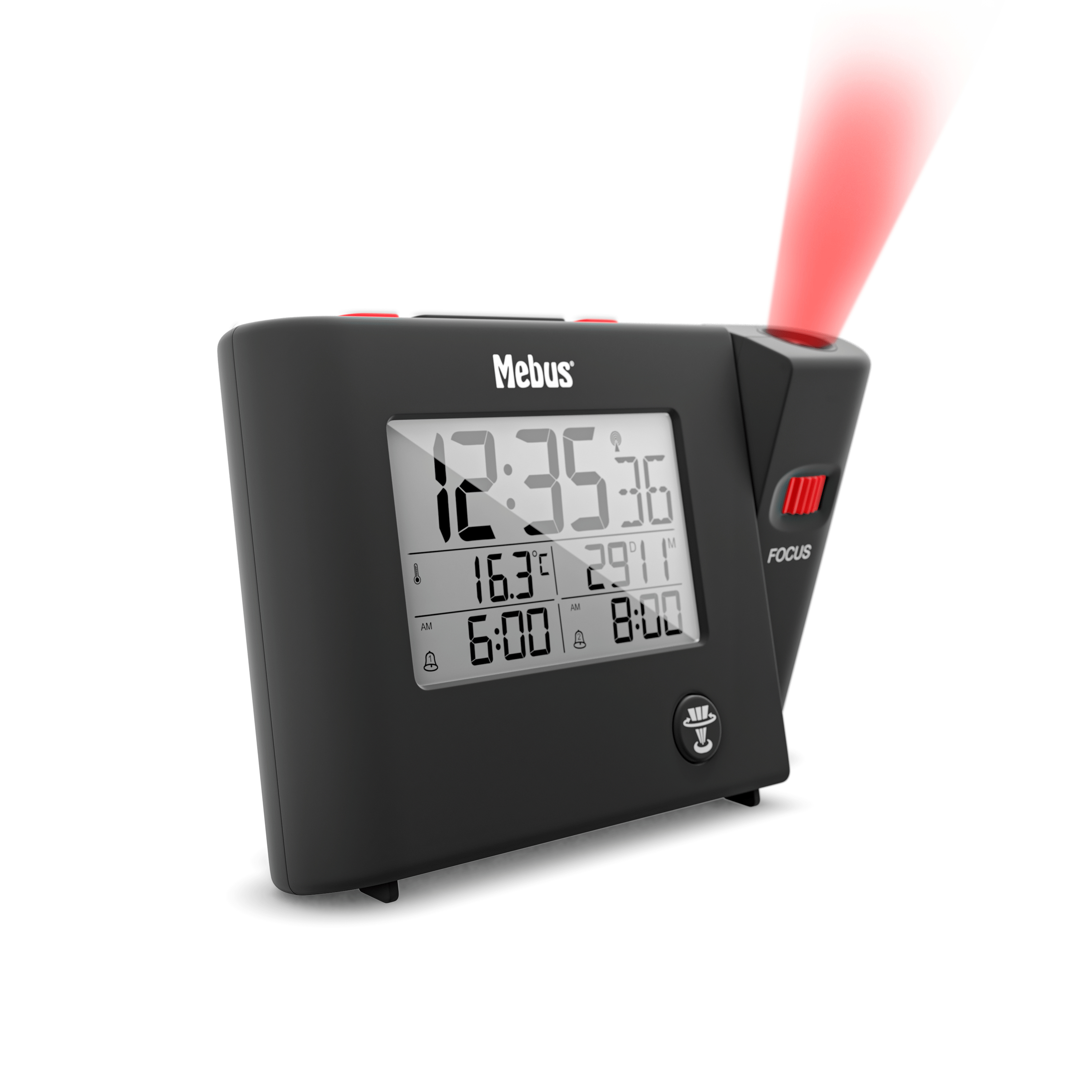 Mebus 25795 - Digitaler Wecker - Rechteck - Schwarz - 12/24 h - F - °C - Zeit, Ansicht 2