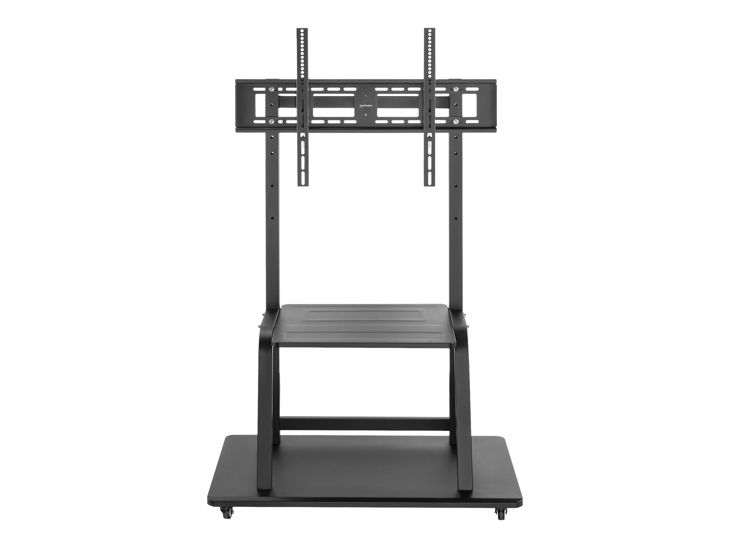 Manhattan TV & Monitor Mount, Trolley Stand, 1 screen, Screen Sizes: 37-100", Black, VESA 200x200 to 800x600mm, Max 150kg, Shelf and Base for Laptop or AV device, Height-adjustable to four levels: 862, 916, 970 and 1024mm, LFD, Lifetime Warranty - Wagen -