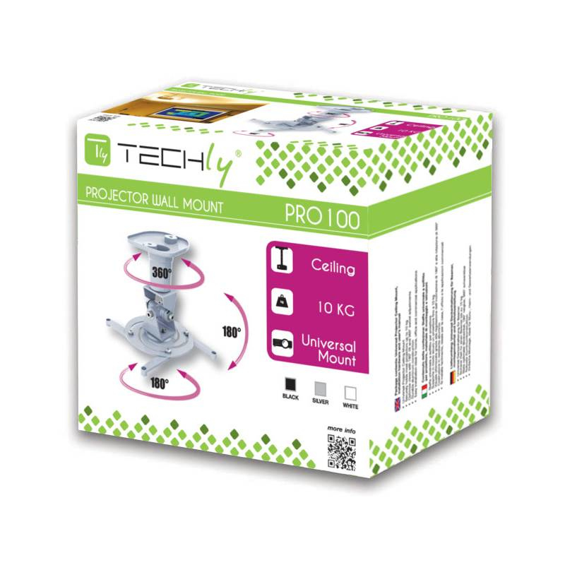 Techly Klammer für Projektor - Aluminium - weiß, Ansicht 2