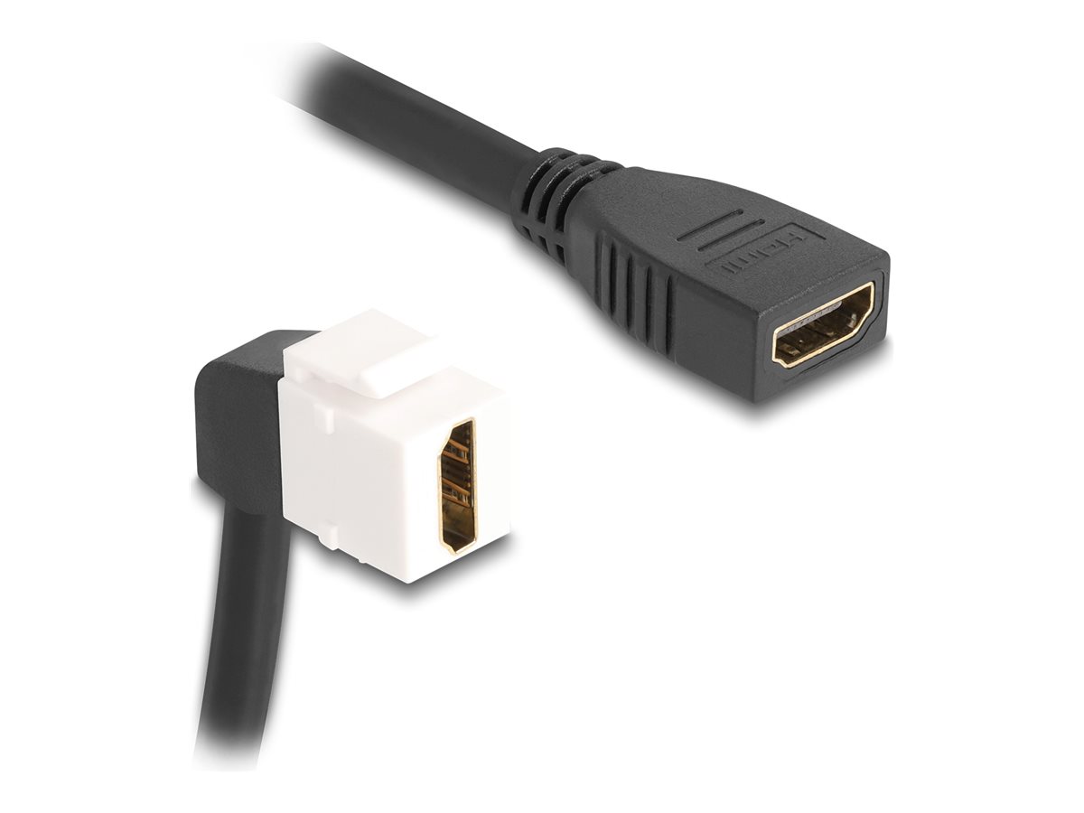 Delock HDMI-Kabel - HDMI weiblich zu HDMI weiblich geneigt, Keystone - 20 cm - schwarz / weiß - 8K60Hz (7680 x 4320)