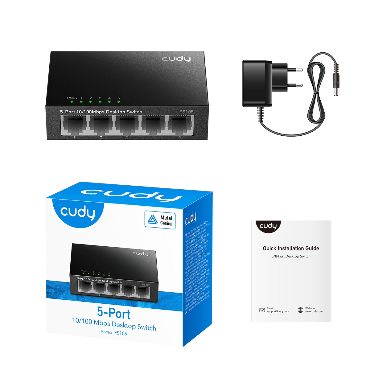 CUDY FS105 5-Port 10/100 Metal Switch - Switch - 0,1 Gbps, Ansicht 2