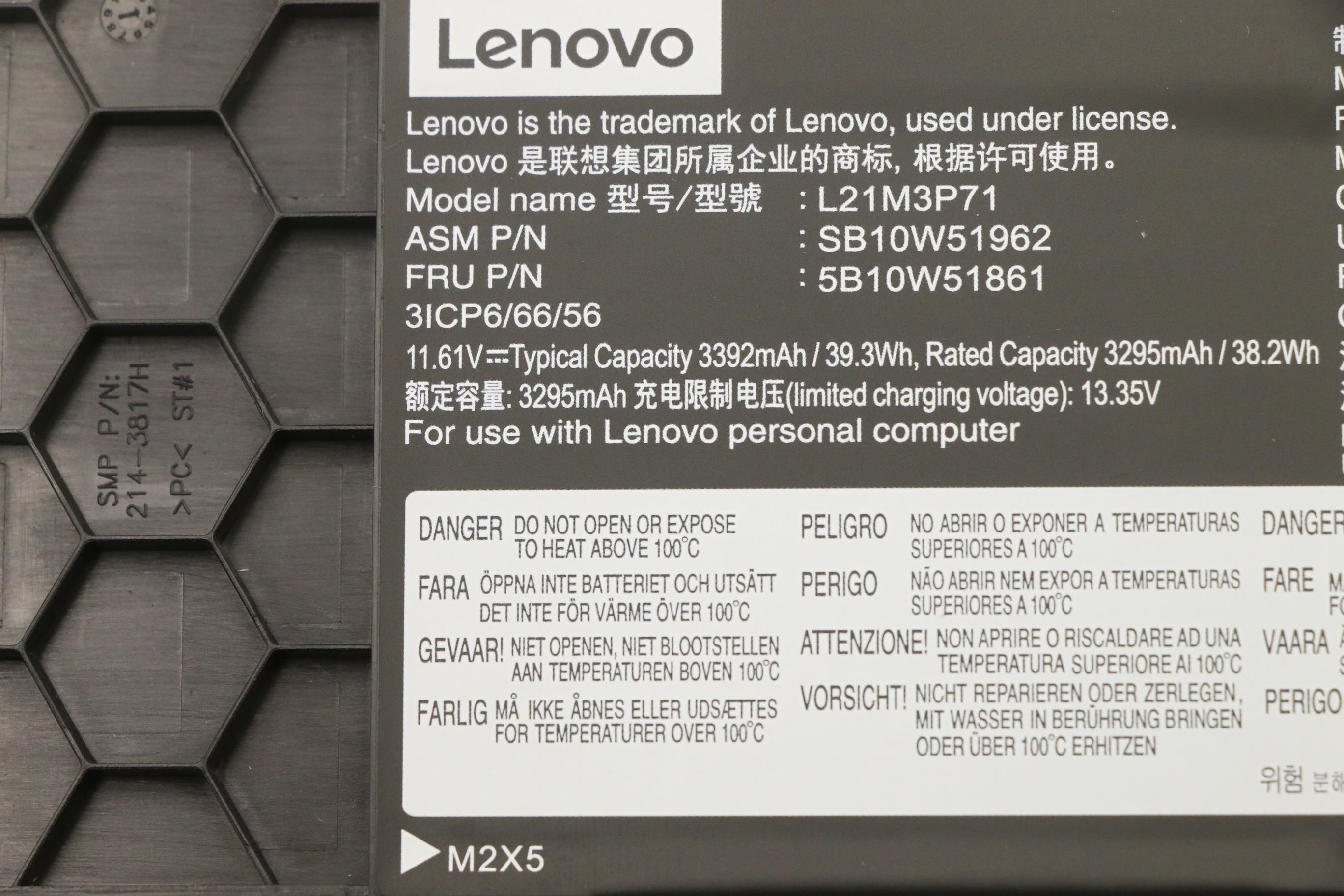 Lenovo battery Internal 3c 39.3Wh LiIonSP/A 5B10W51861 - Batterie - 21.000 mAh, Ansicht 4