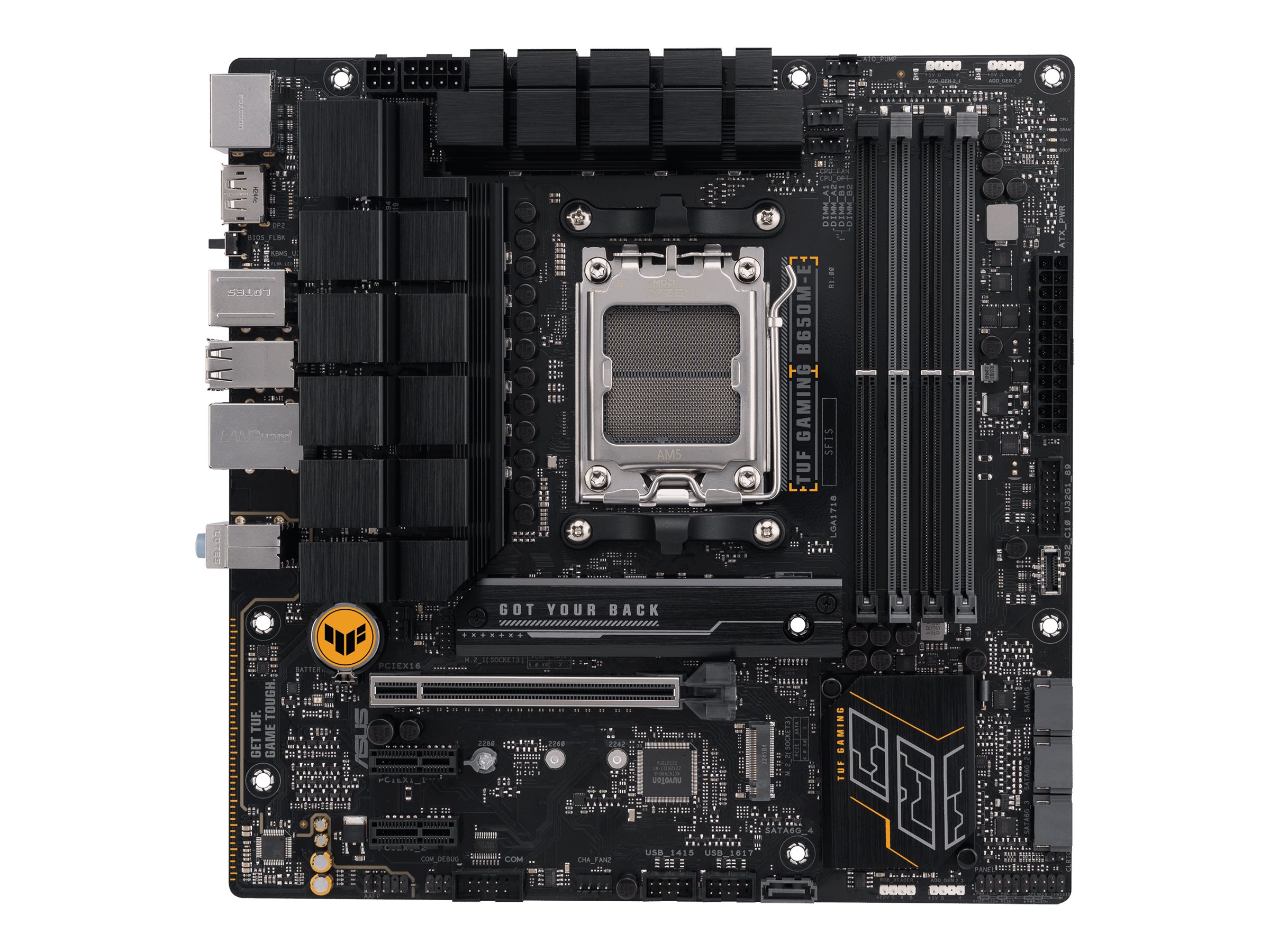 ASUS TUF GAMING B650M-E - Motherboard - micro ATX - Socket AM5 - AMD B650 Chipsatz - USB 3.1 Gen 2 USB 3.2 Gen 2 USB-C 3.2 Gen2 USB-C 3.2 Gen 1 - 2.5 Gigabit LAN - Onboard-Grafik (CPU erforderlich)