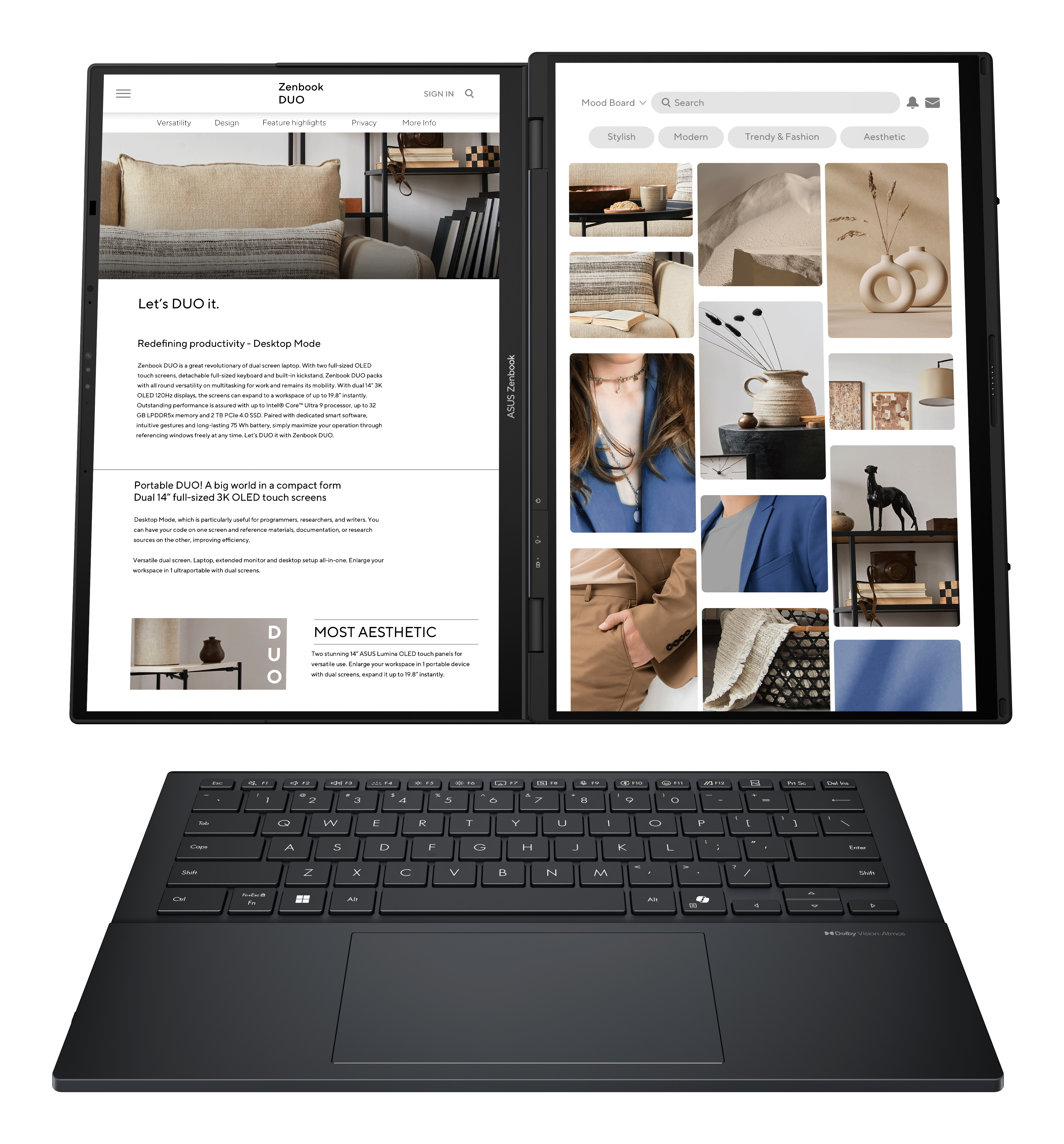 ASUS Zenbook Duo UX8406CA-PZ068X, Intel Core Ultra 9, 14, 2880 x 1800 Pixel, 32 GB, 2 TB - TL: Deutsch, QWERTZ, Ansicht 2