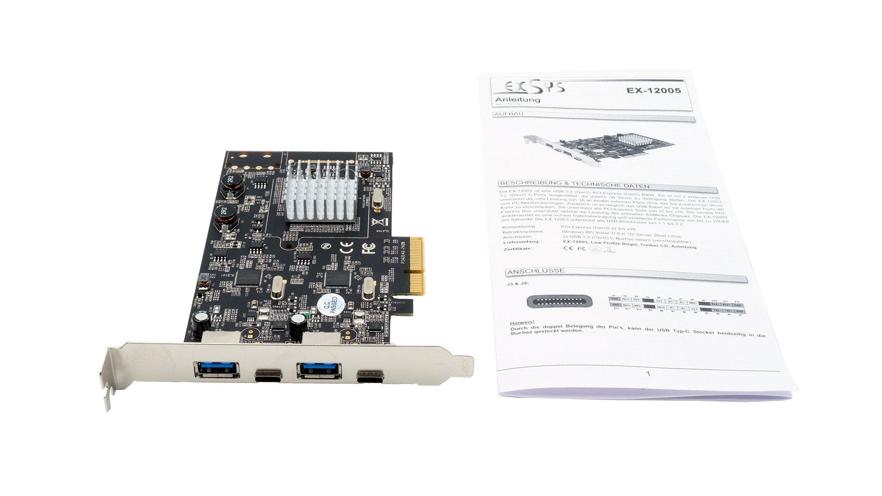 Exsys EX-12005 - PCIe - USB 3.2 Gen 2 (3.1 Gen 2), Ansicht 3