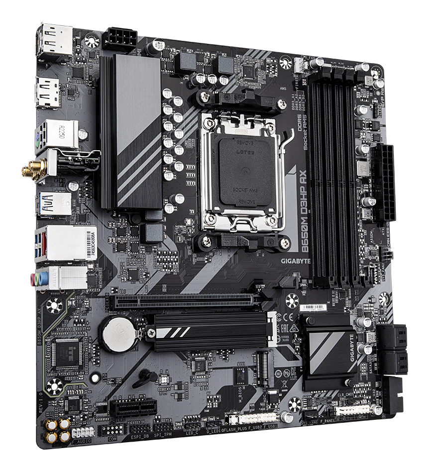 Gigabyte B650M D3HP AX - 1.0 - Motherboard - micro ATX - Socket AM5 - AMD B650 Chipsatz - USB 3.2 Gen 1, Ansicht 2