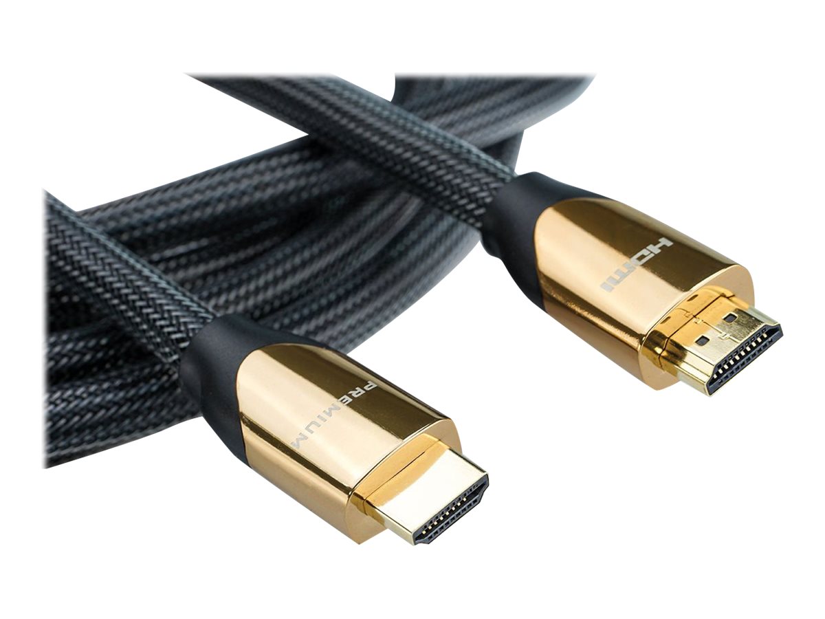 Roline Premium - HDMI-Kabel mit Ethernet - HDMI männlich zu HDMI männlich - 2 m - Doppelisolierung - Nylon Black