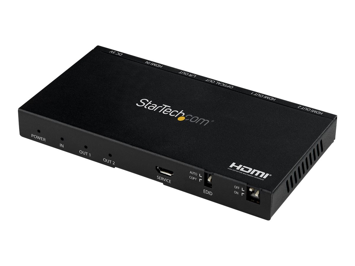 StarTech.com 2 Port HDMI Splitter (4K 60Hz, mit Scaler, HDCP 2.2, EDID Emulation, 7.1 Surround Sound) - Video-/Audio-Splitter - 2 x HDMI - Desktop