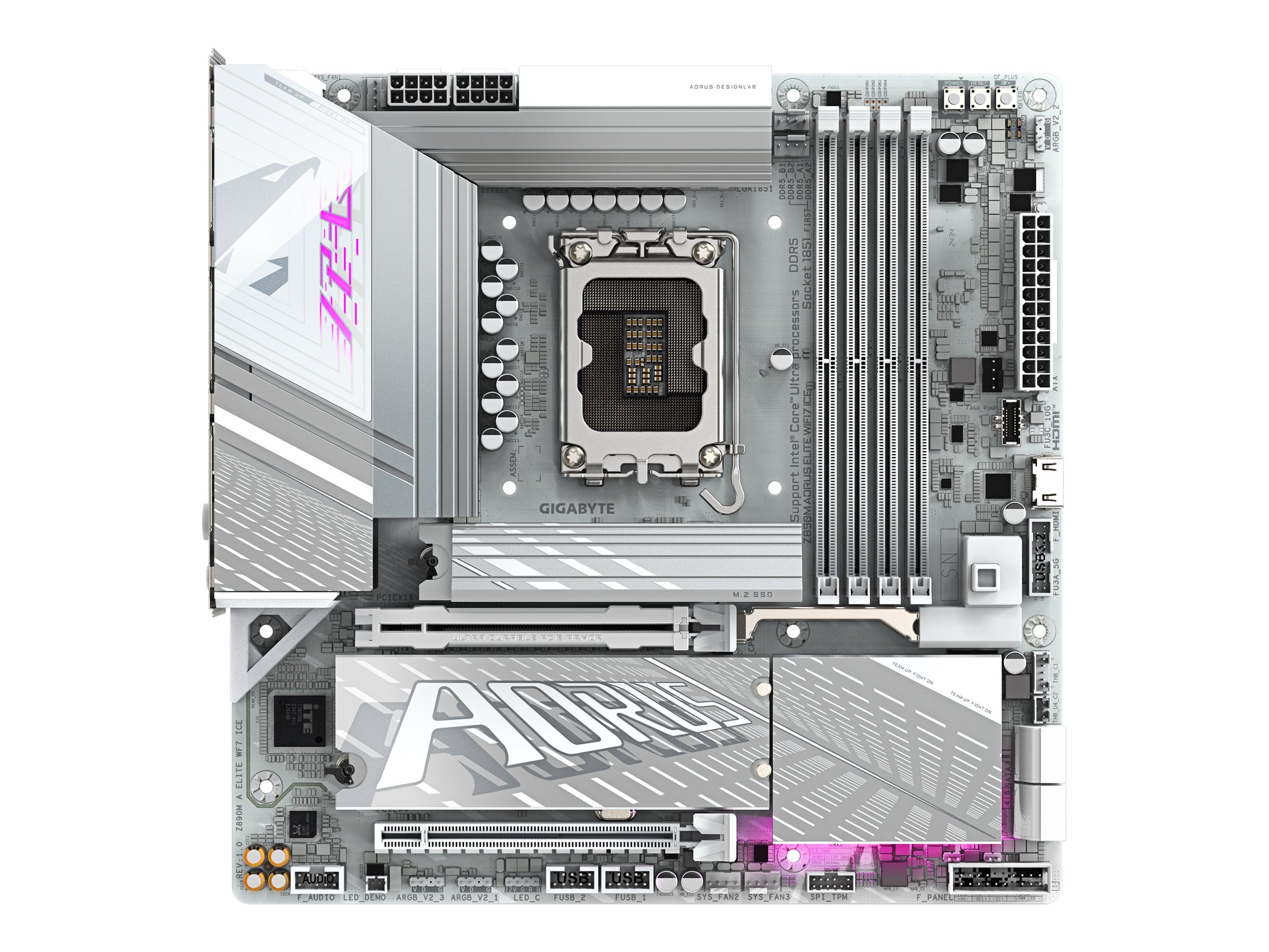 Gigabyte AORUS Z890M ELITE WIFI7 ICE - Motherboard - micro ATX - LGA1851-Sockel - Z890 Chipsatz - USB4, USB-C 3.2 Gen2, 