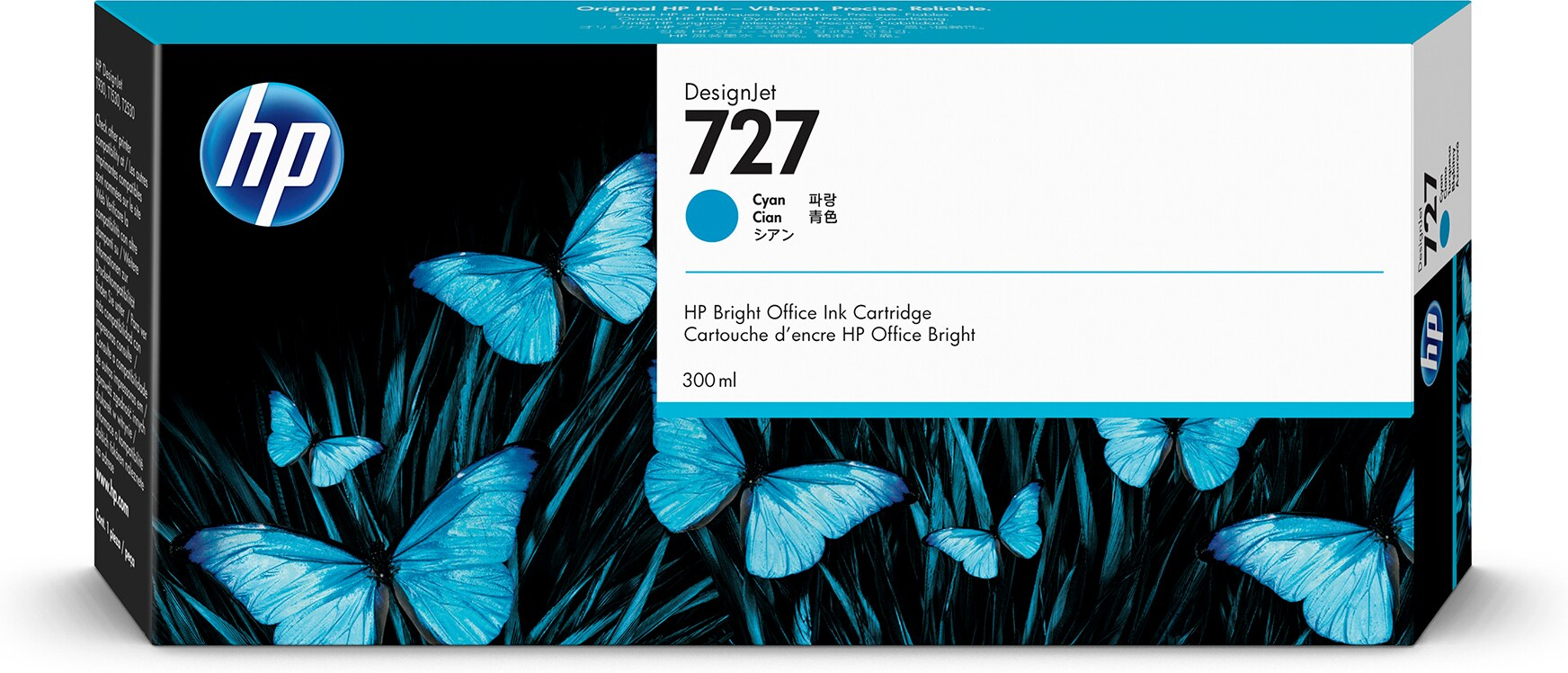 HP 727 Cyan DesignJet Tintenpatrone, 300 ml, Cyan, Tinte auf Farbstoffbasis, 300 ml, 1 Stück(e)