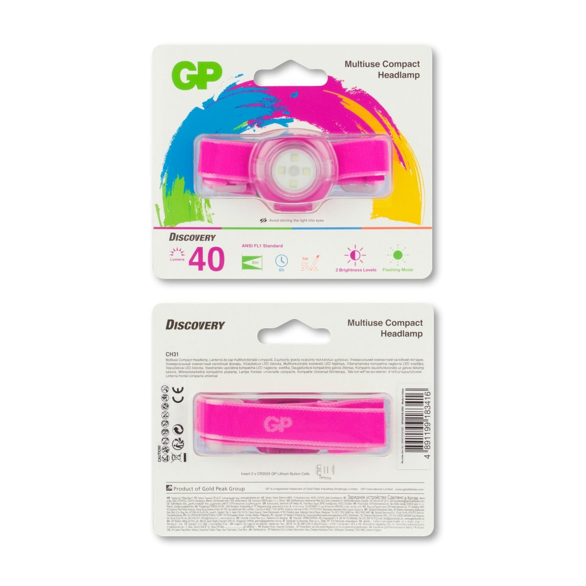 GP Battery GP Lighting CH31 - Stirnband-Taschenlampe - Pink - LED - 100 lm - 40 m - CR2025, Ansicht 2