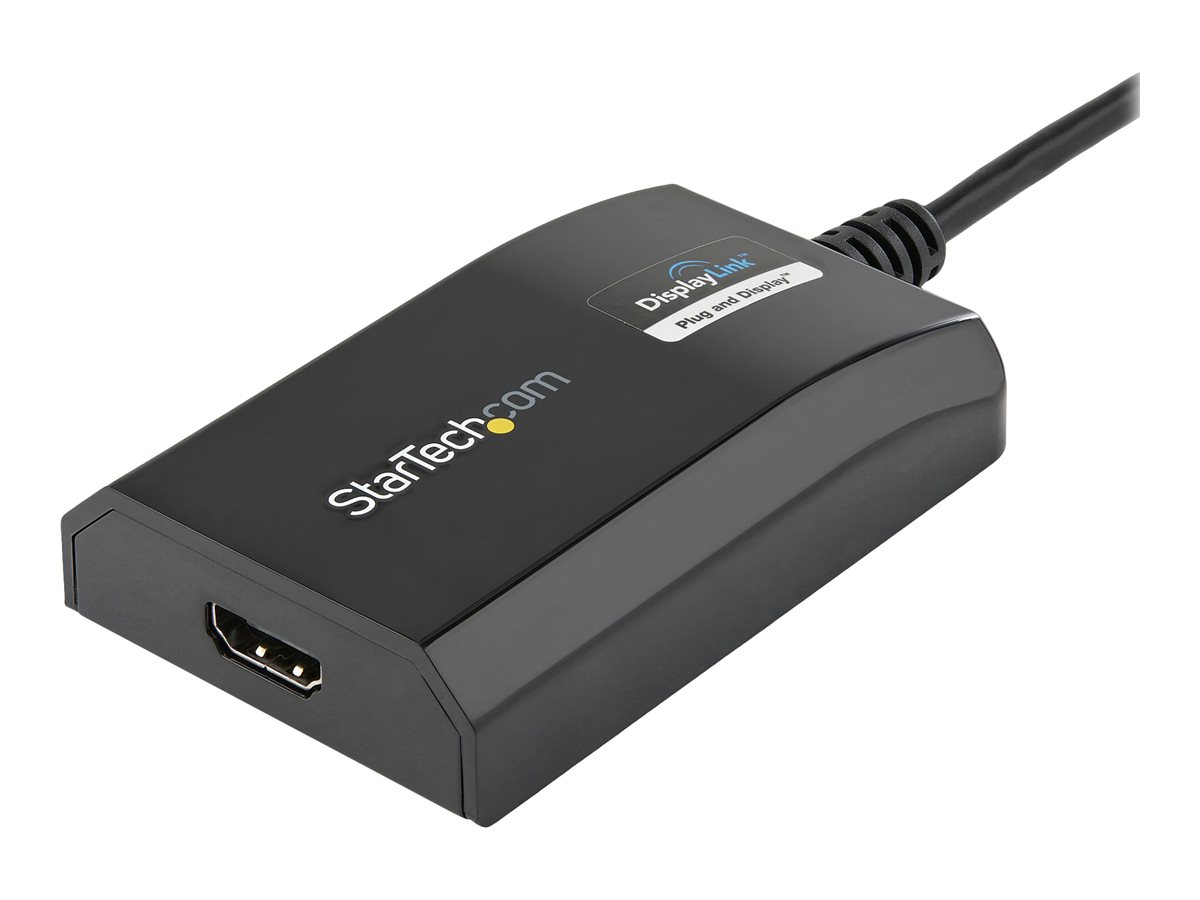 StarTech.com USB 3.0 auf HDMI Adapter / Konverter - Externe Monitor Grafikkarte für Mac und PC - DisplayLink Zertifiziert - HD 1080p - Adapterkabel - USB Typ A männlich zu HDMI weiblich - 16 cm - Schwarz - 1920 x 1200 (WUXGA)