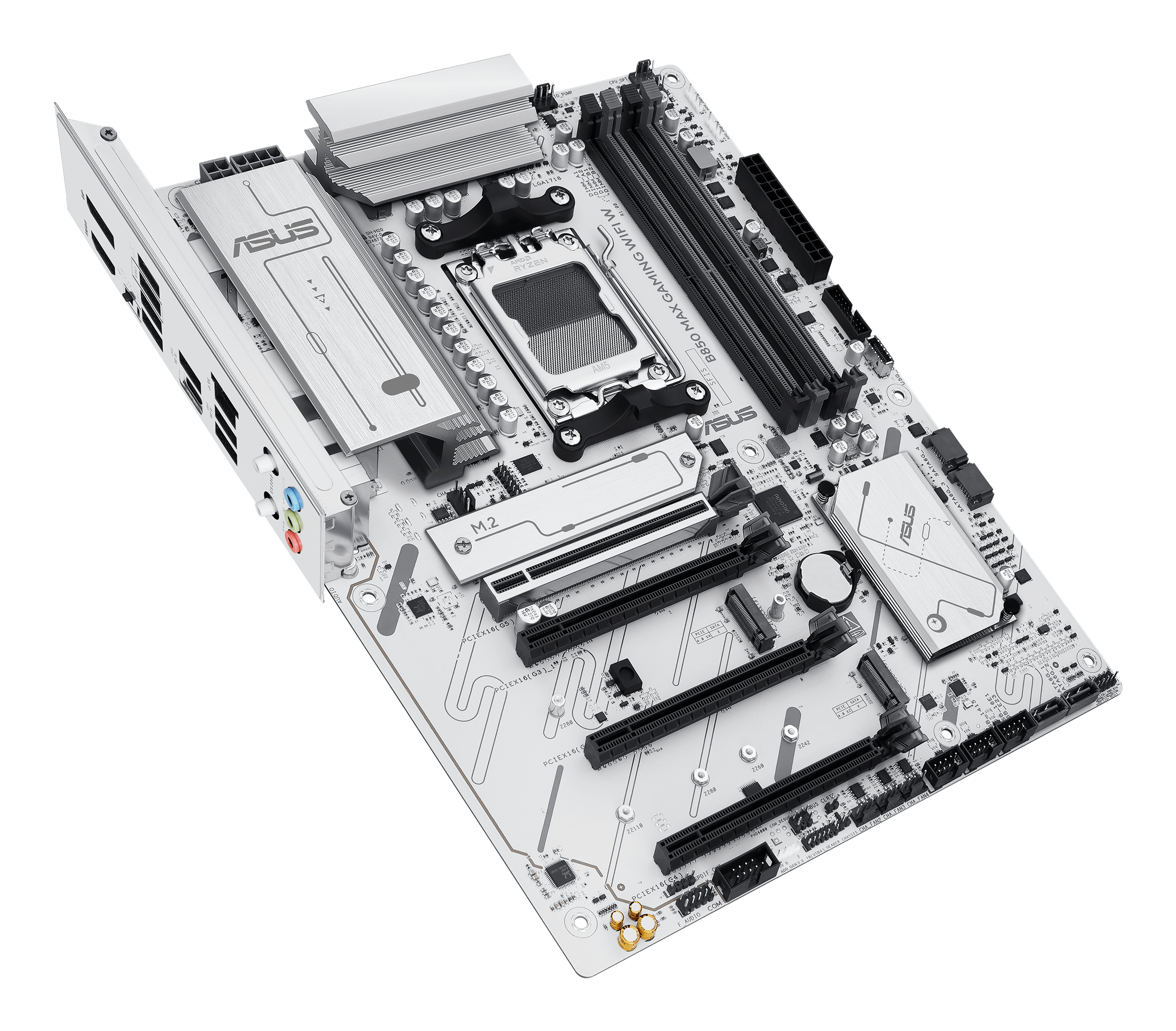 ASUS B850 MAX GAMING WIFI W - Motherboard - ATX - Socket AM5 - AMD B850 Chipsatz - Wi-Fi 6E, Bluetooth, 2.5 Gigabit LAN, Ansicht 2
