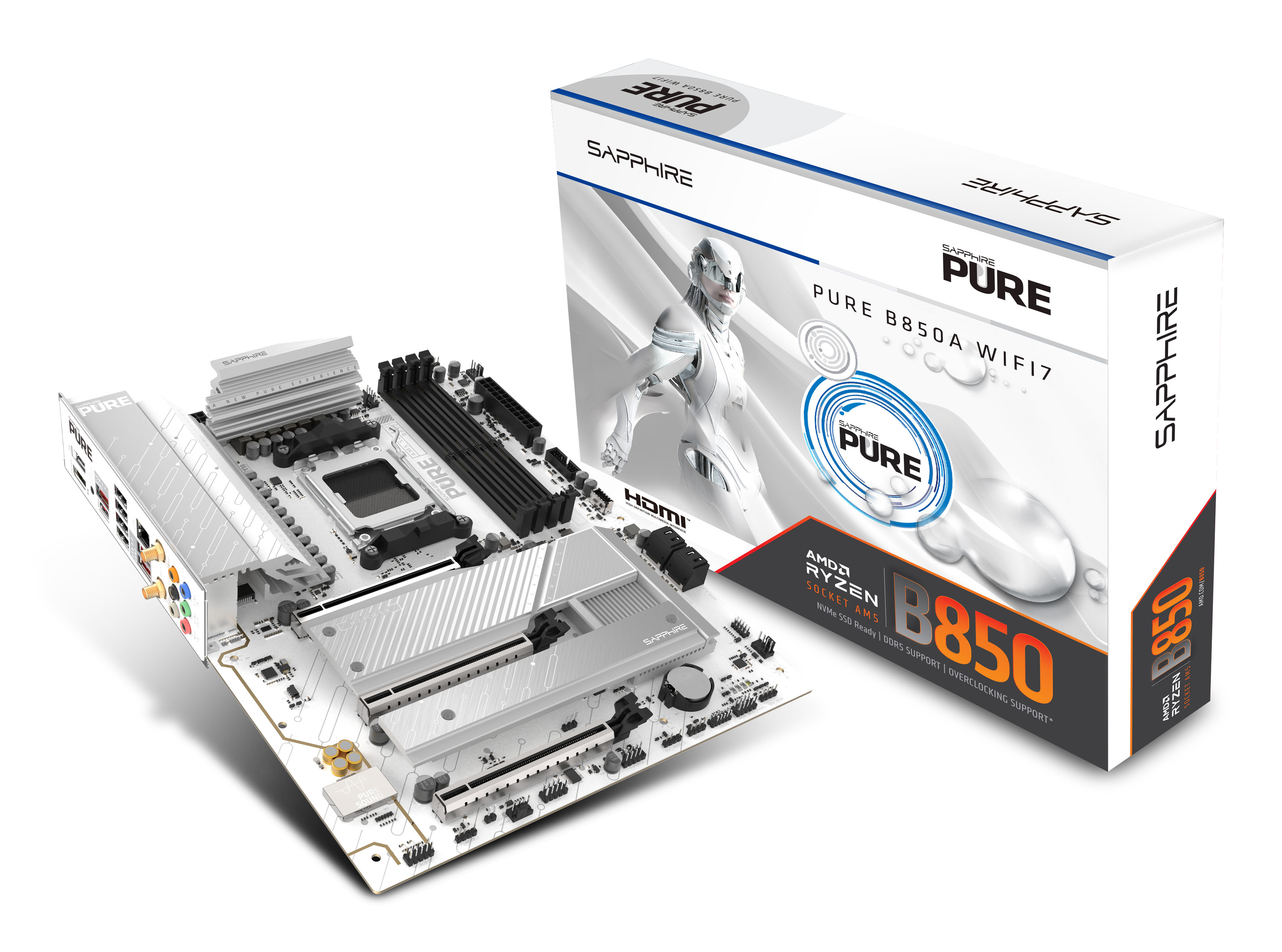 Sapphire PURE B850A WIFI 7 AMD B850 Socket AM5 ATX - Mainboard - AMD Sockel AM5 (Ryzen Zen4), Ansicht 2