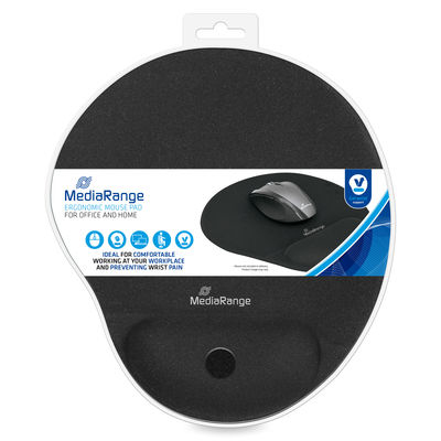 MEDIARANGE MROS250 - Schwarz - Monochromatisch - Stoff - Handgelenkauflage - Anti-Rutsch-Basis, Ansicht 2