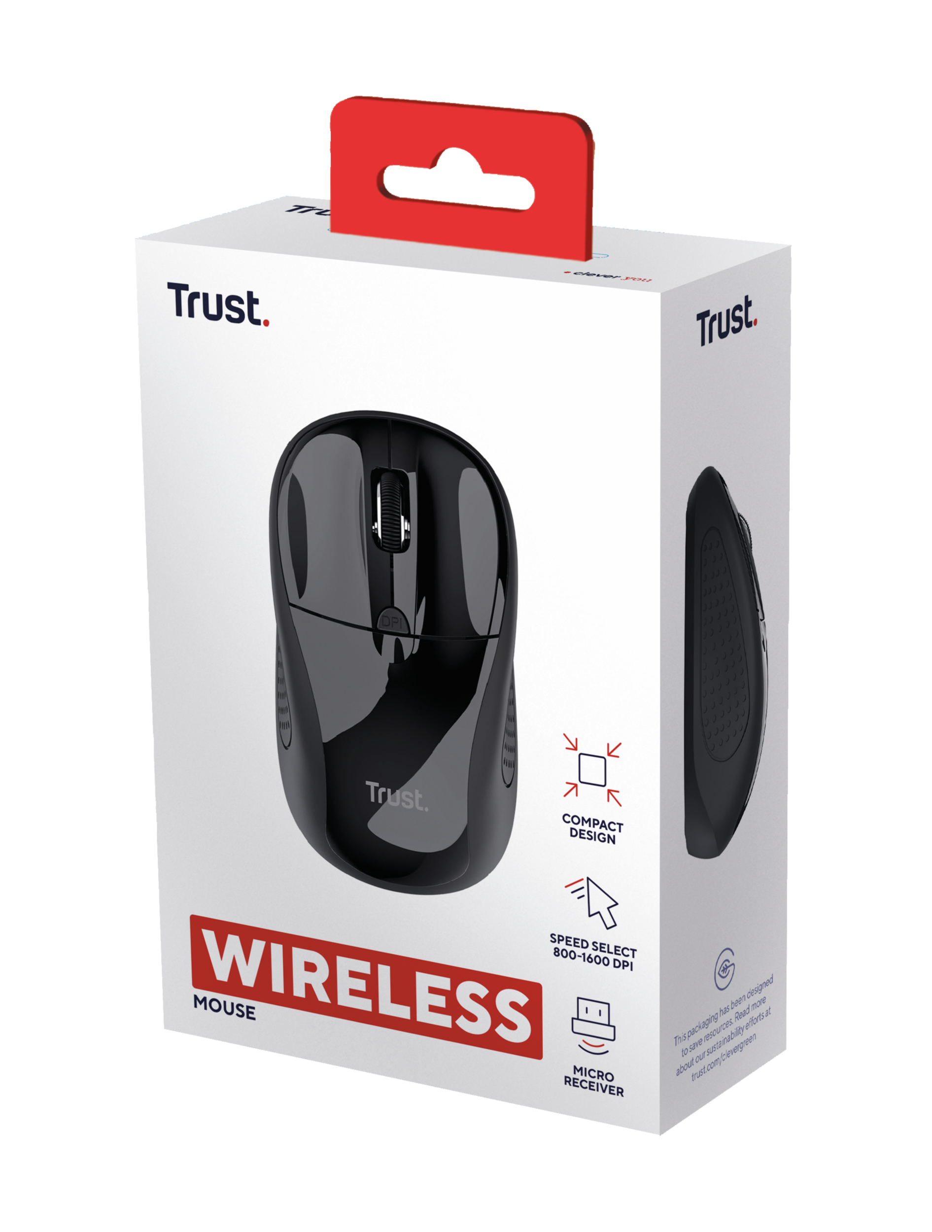 Trust Maus - rechts- und linkshändig - optisch - 4 Tasten - kabellos - 2.4 GHz - kabelloser Empfänger (USB), Ansicht 3