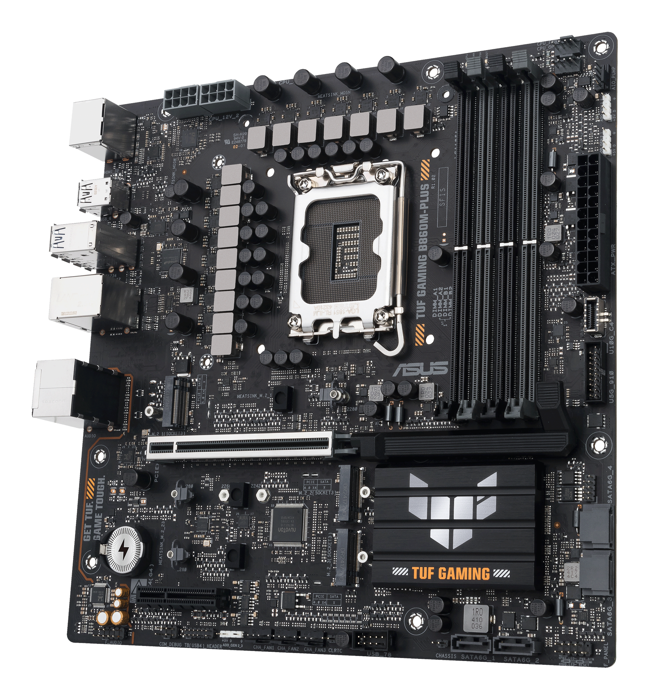 ASUS TUF GAMING B860M-PLUS - Motherboard - micro ATX - LGA1851-Sockel - B860 Chipsatz - Onboard-Grafik(CPU erforderlich), Ansicht 3