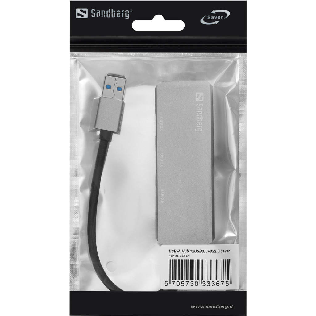 SANDBERG Hub - 1 x SuperSpeed USB 3.0 + 3 x USB 2.0, Ansicht 3
