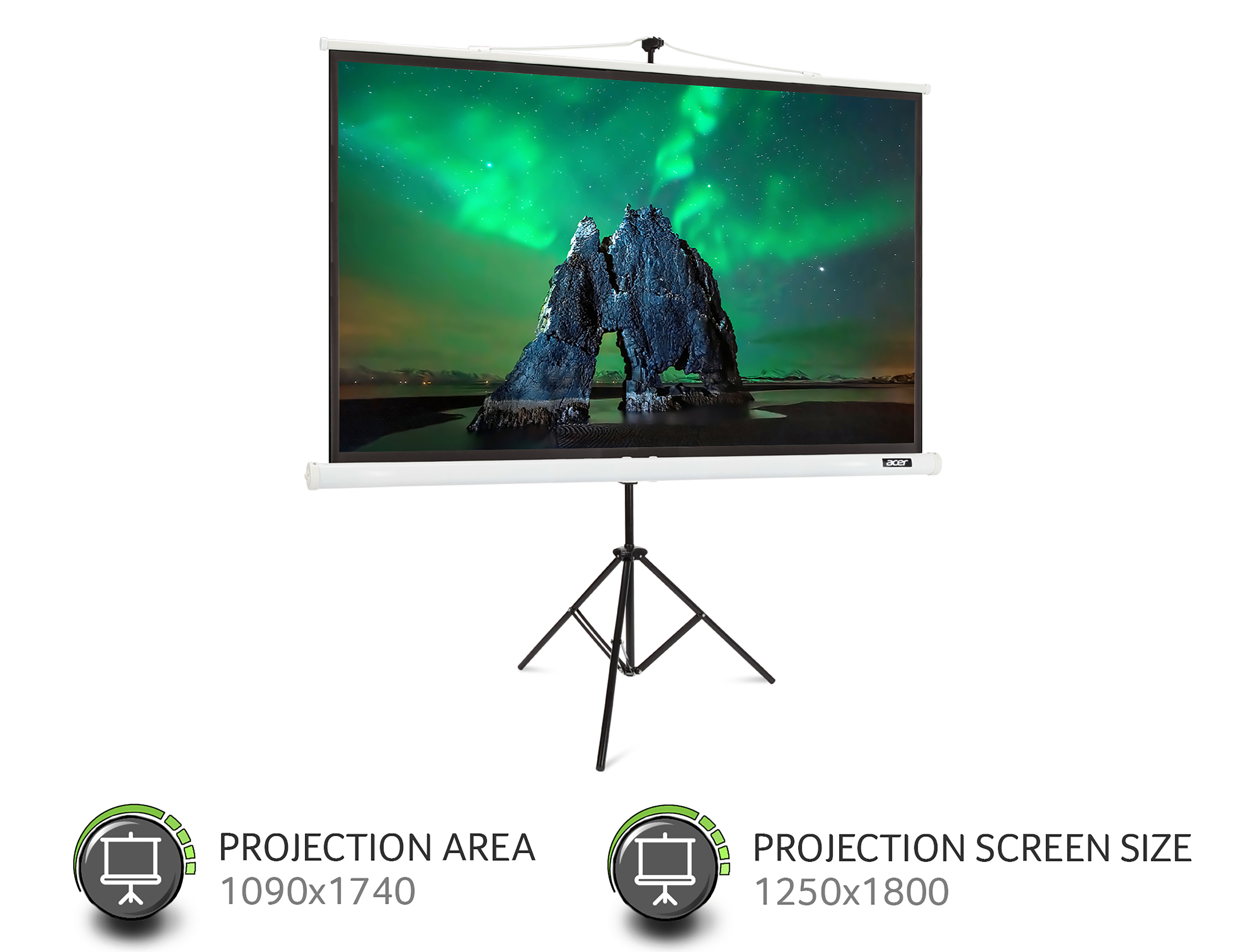 Acer T82-W01MW - Projektionsbildschirm mit Stativ - 210 cm (82.5), Ansicht 2