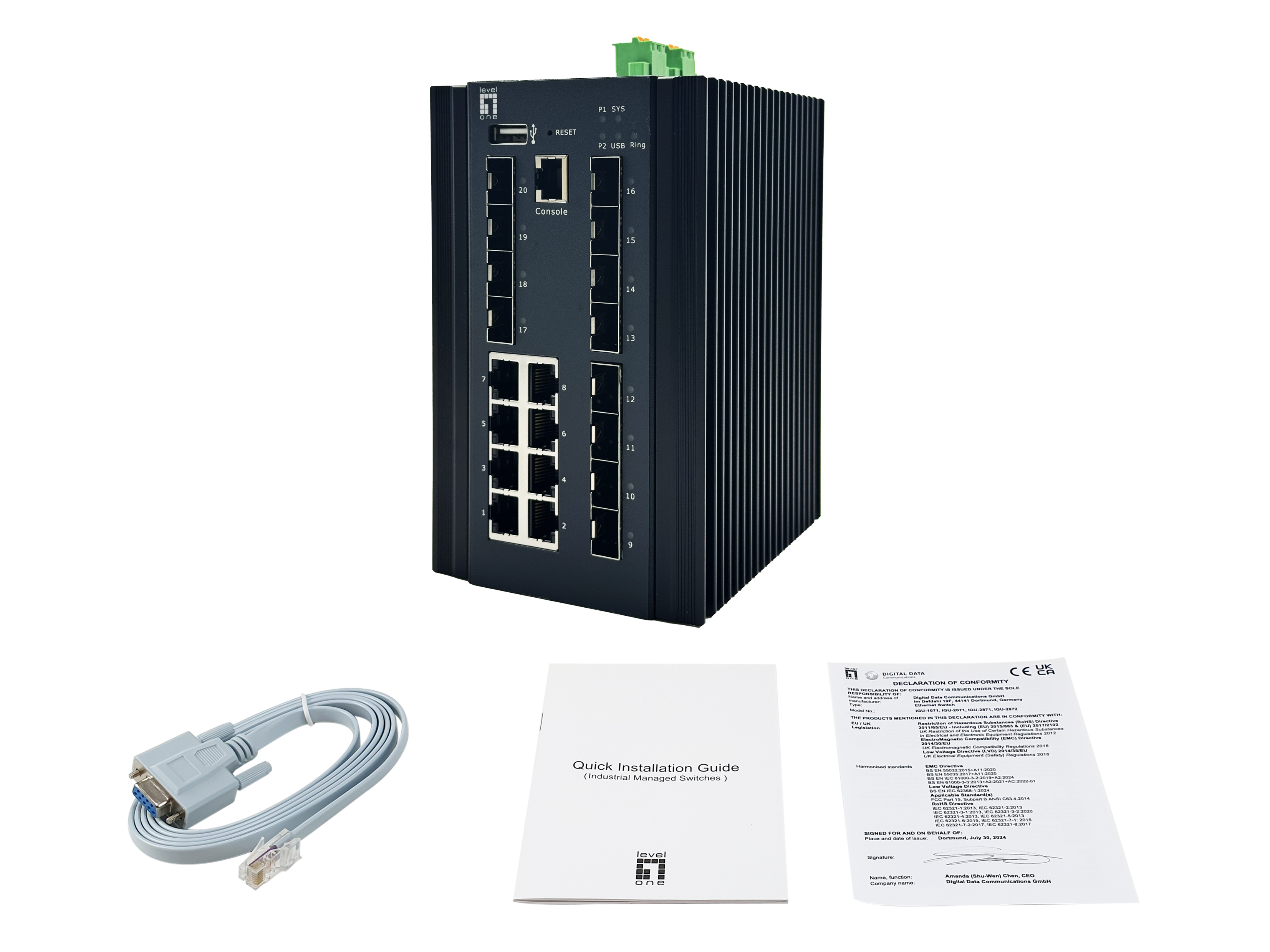 LevelOne Switch 20x GE IGU-2072 8x 1GbE 2.5GbE SFP sw - Switch - 1 Gbps, Ansicht 4