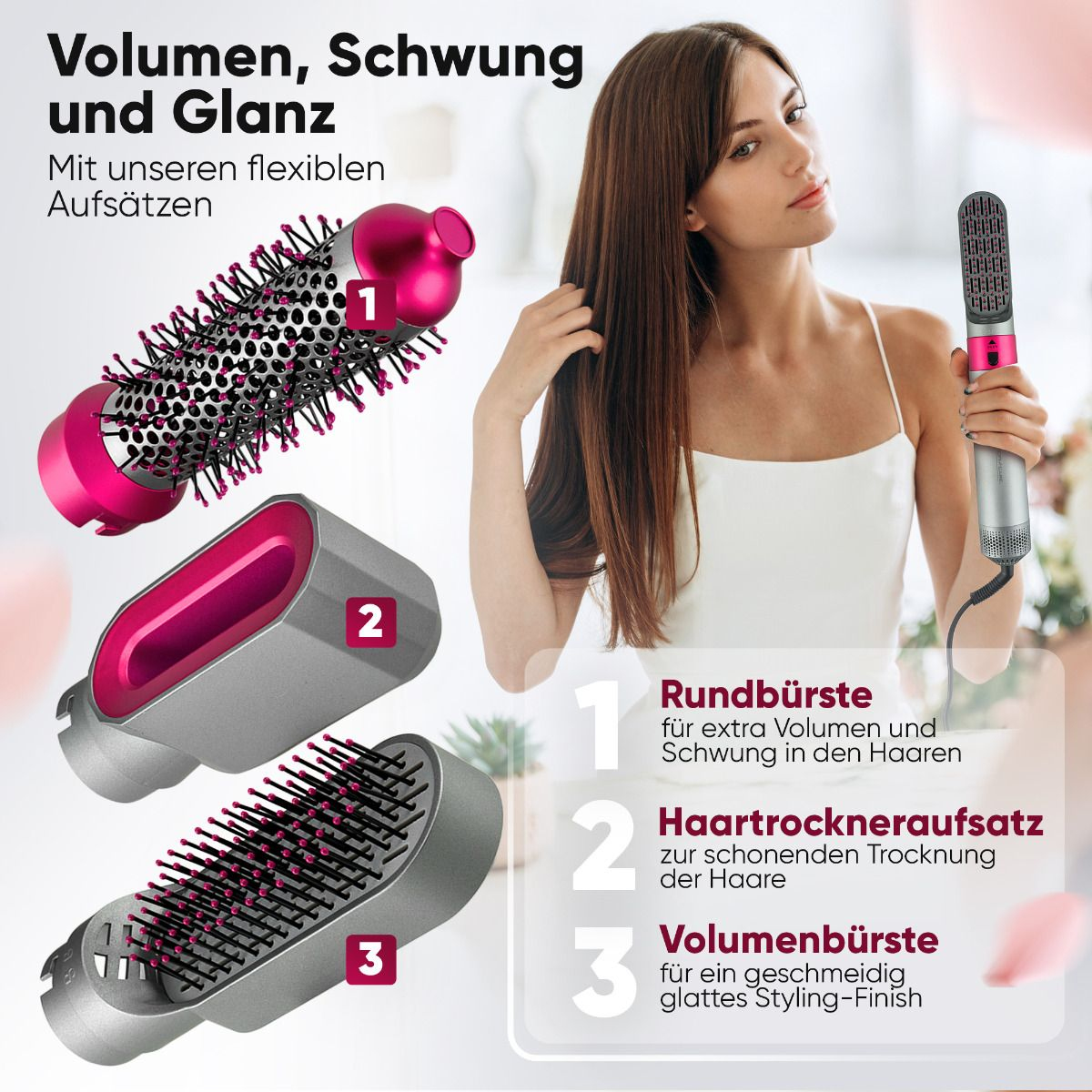 Clatronic Warmluft-Lockenbürste PC-HAS 3132 grau-pink, Ansicht 4