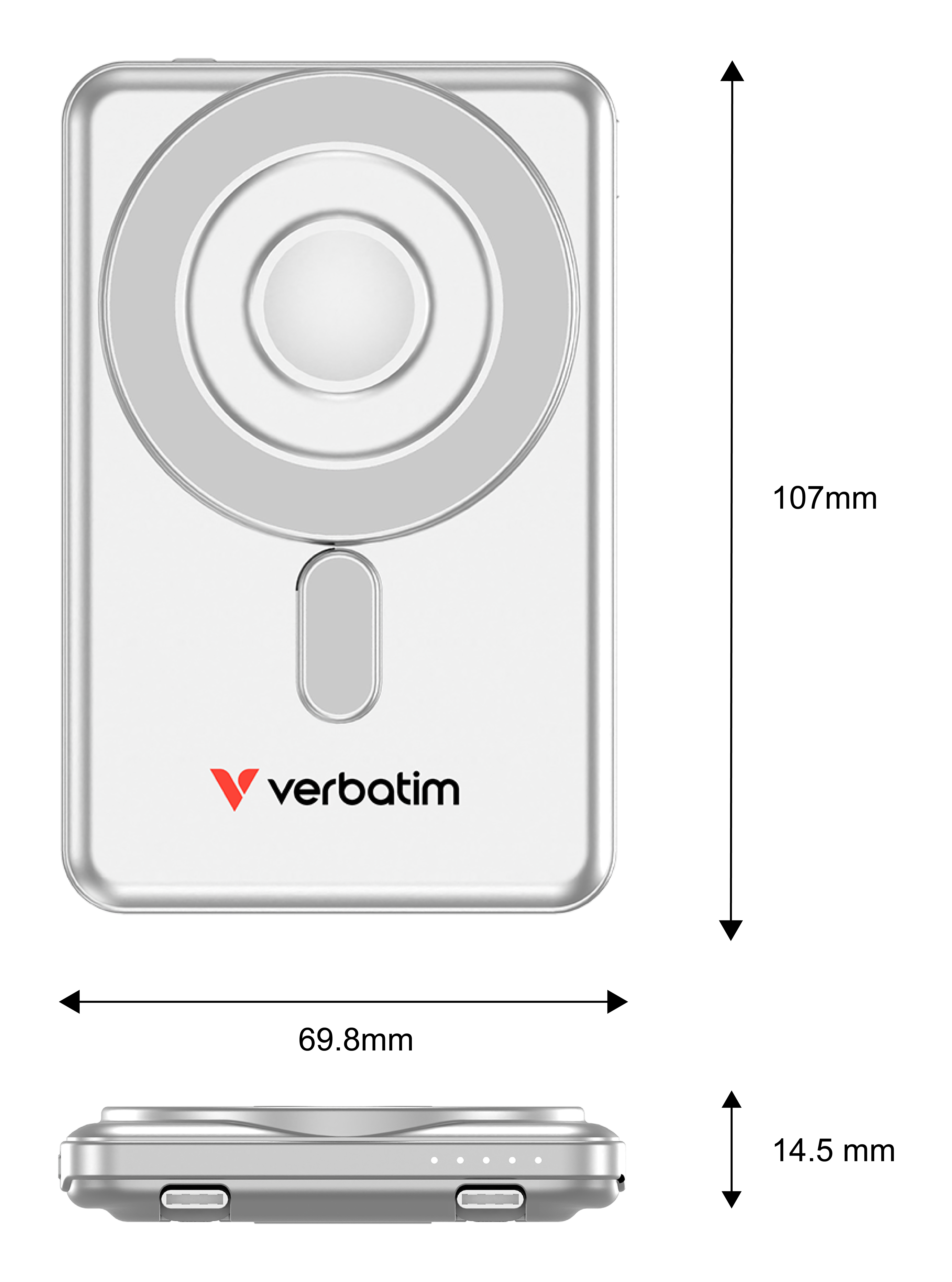 Verbatim Charge´n´ Go 2 USB-C cables 5000 Power Bank Silver, Ansicht 2