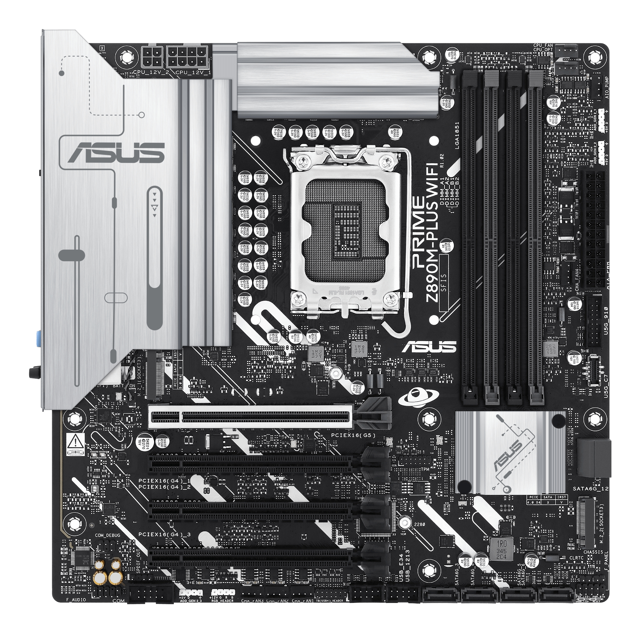 ASUS PRIME Z890M-PLUS WIFI - Motherboard - micro ATX - LGA1851-Sockel - Z890 Chipsatz - USB-C 3.2 Gen 2x2, USB 3.2 Gen 2, Ansicht 3