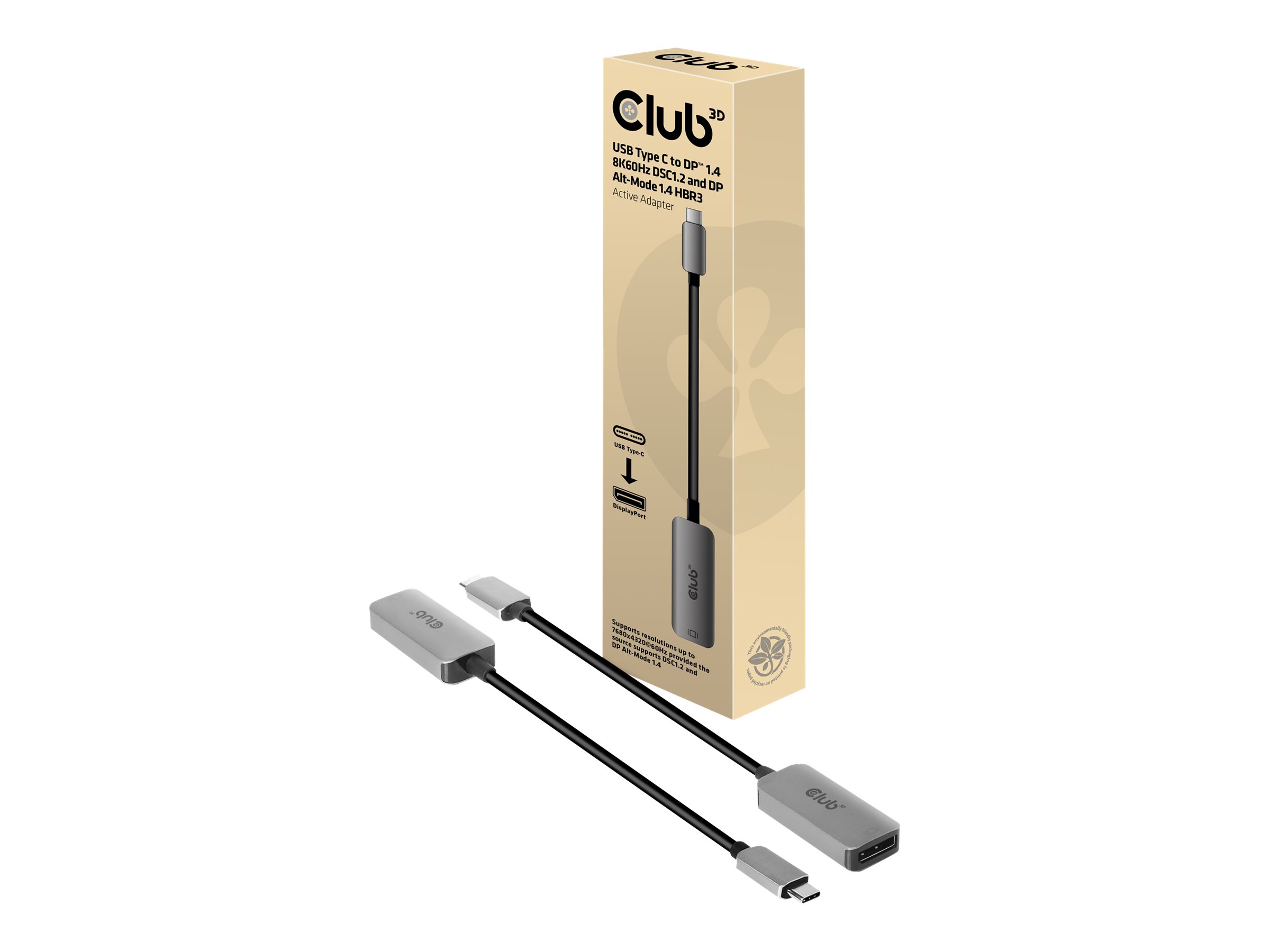 Club 3D Adapter USB 3.2 Typ C > DP 1.4 8K60Hz HDR aktiv St/Bu retail (CAC-1567)