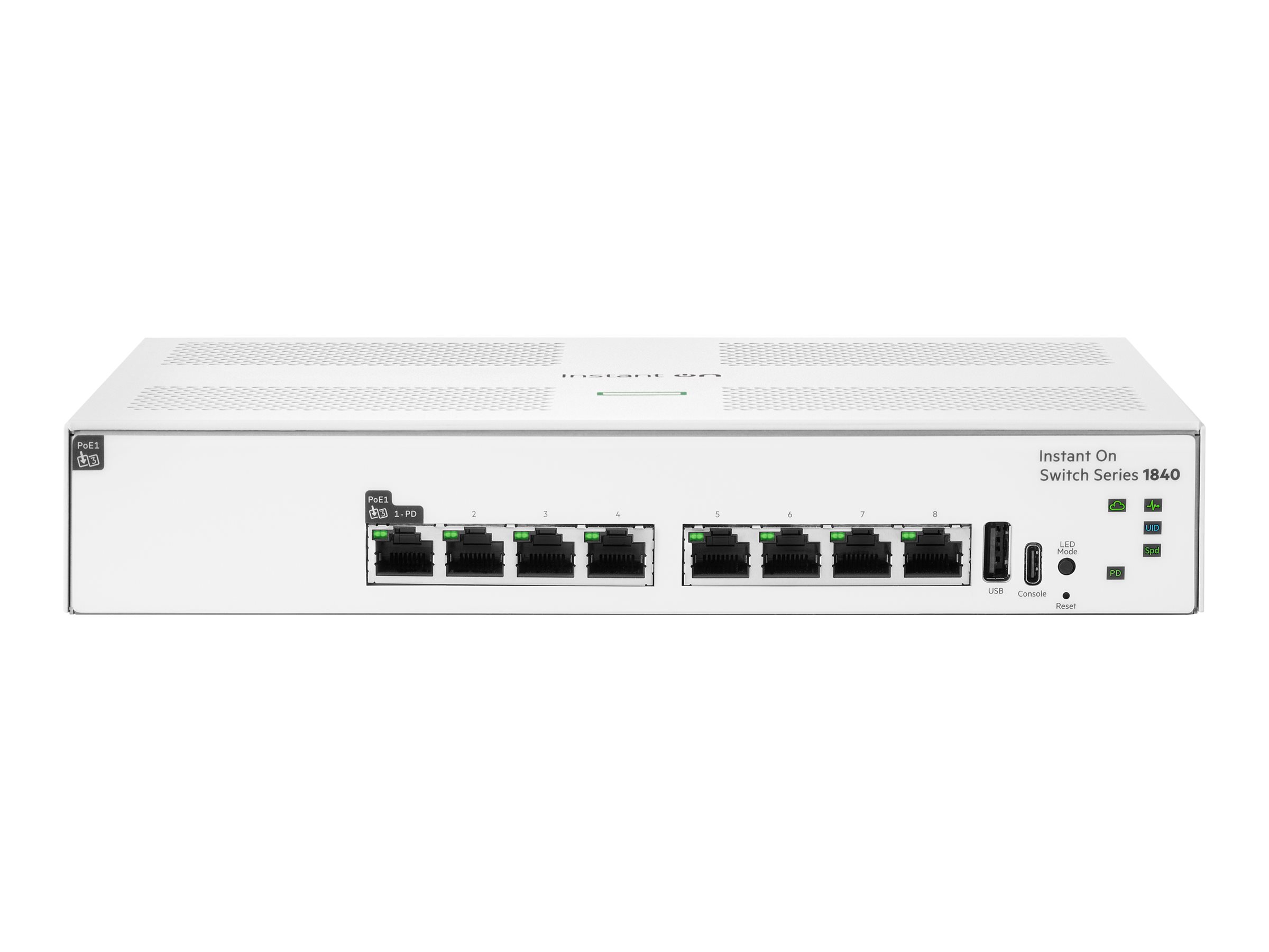 HPE Networking Instant On 1840 8p Gigabit 1p CL3 PD - Switch - managed - 7 x 10/100/1000 + 1 x 10/100/1000 (PoE)